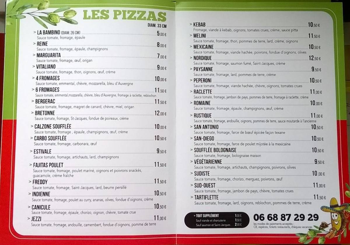 Menu de Taco Pizz