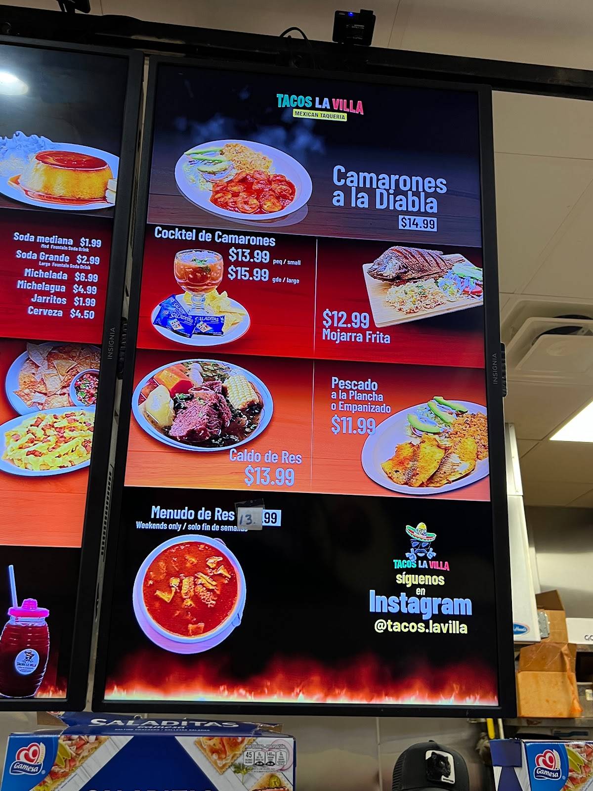 Menu at Tacos La Villa restaurant, Kennesaw