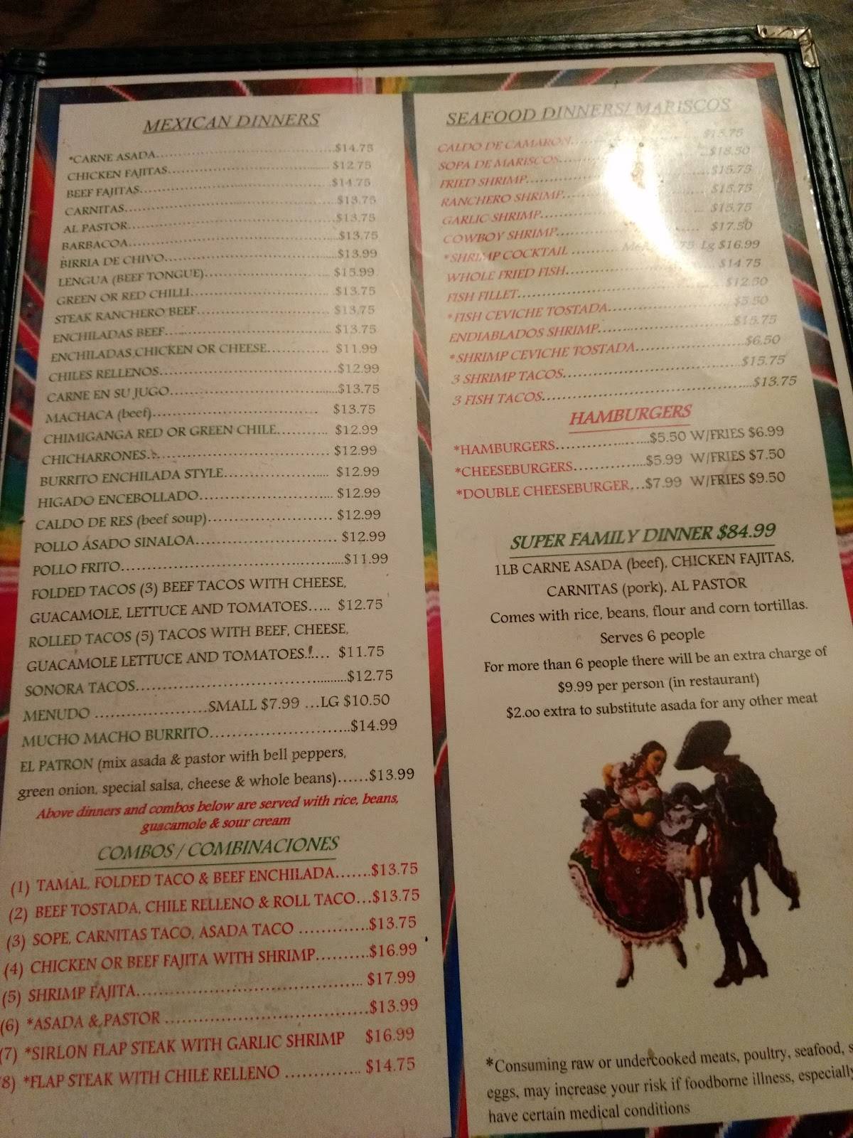 Menu at Tacos Mi Rancho restaurant, Yuma, 188 S 4th Ave