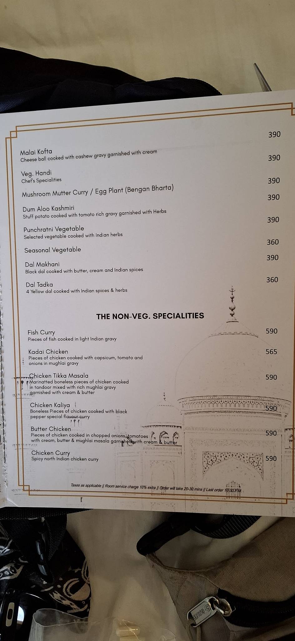 Taj Terrace menu