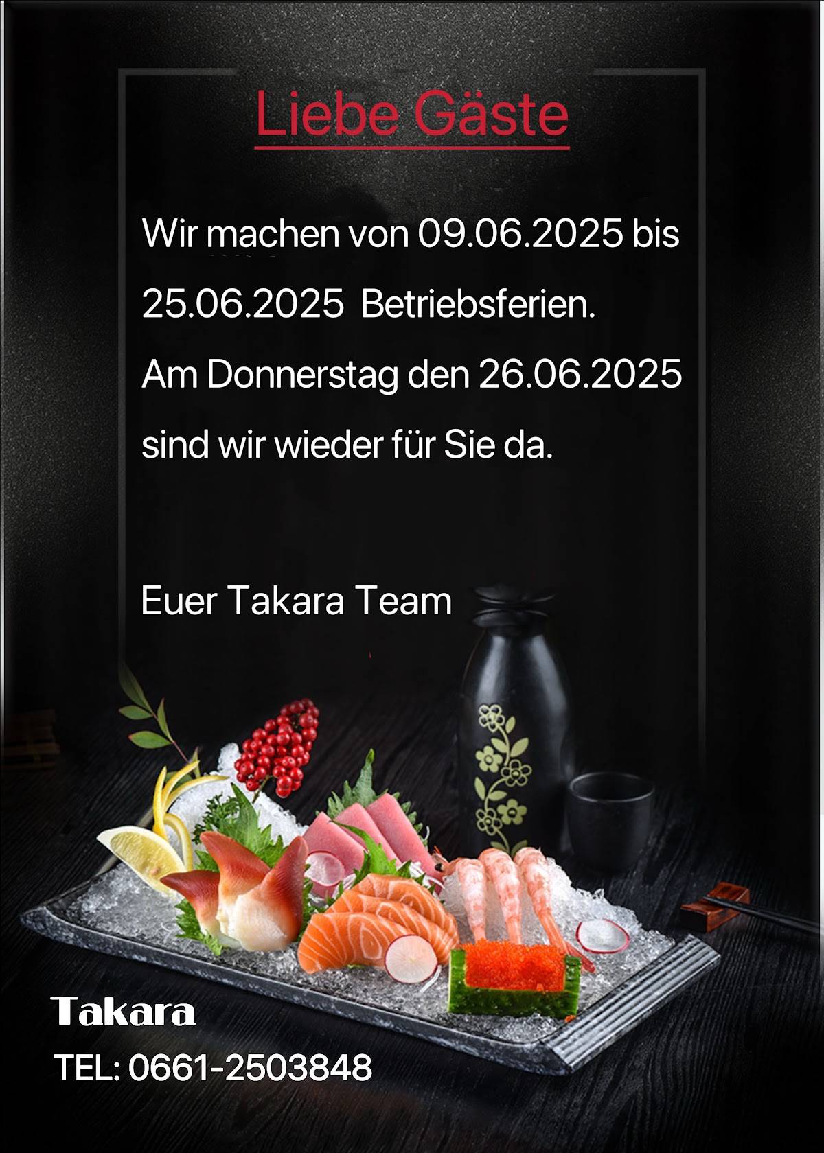 Menu de Takara Sushi & Grill