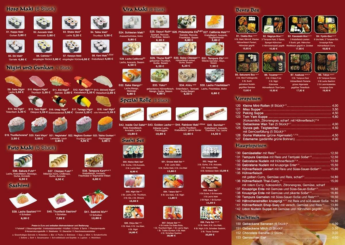 Takara sushi menu discount