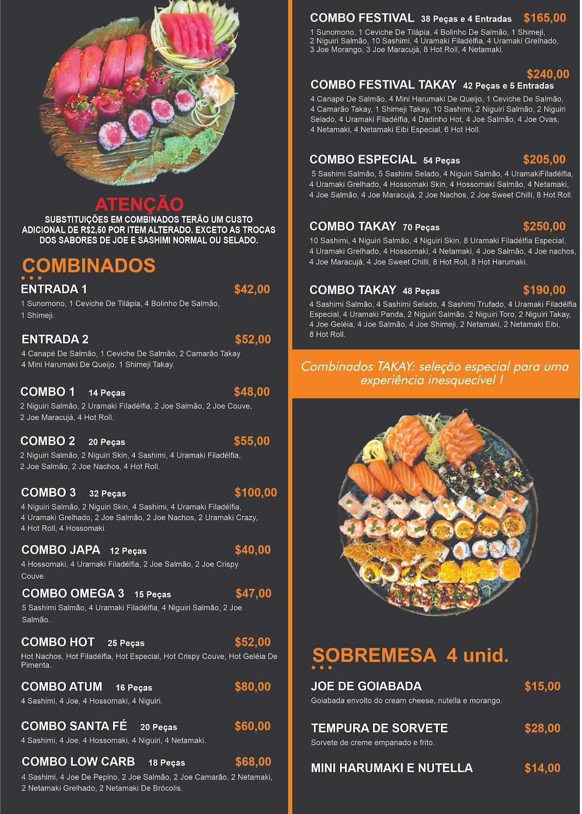 Takay Sushi cardápio