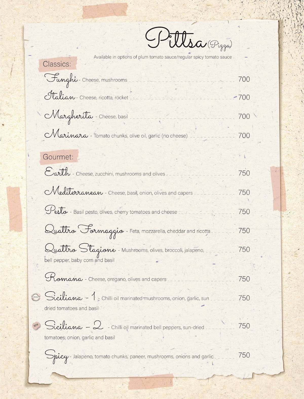Tantissimo menu