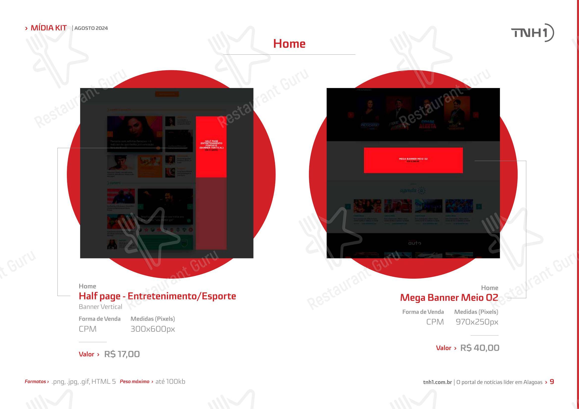 Tapioca Maria Bonita - Matriz em Maceió - Menu