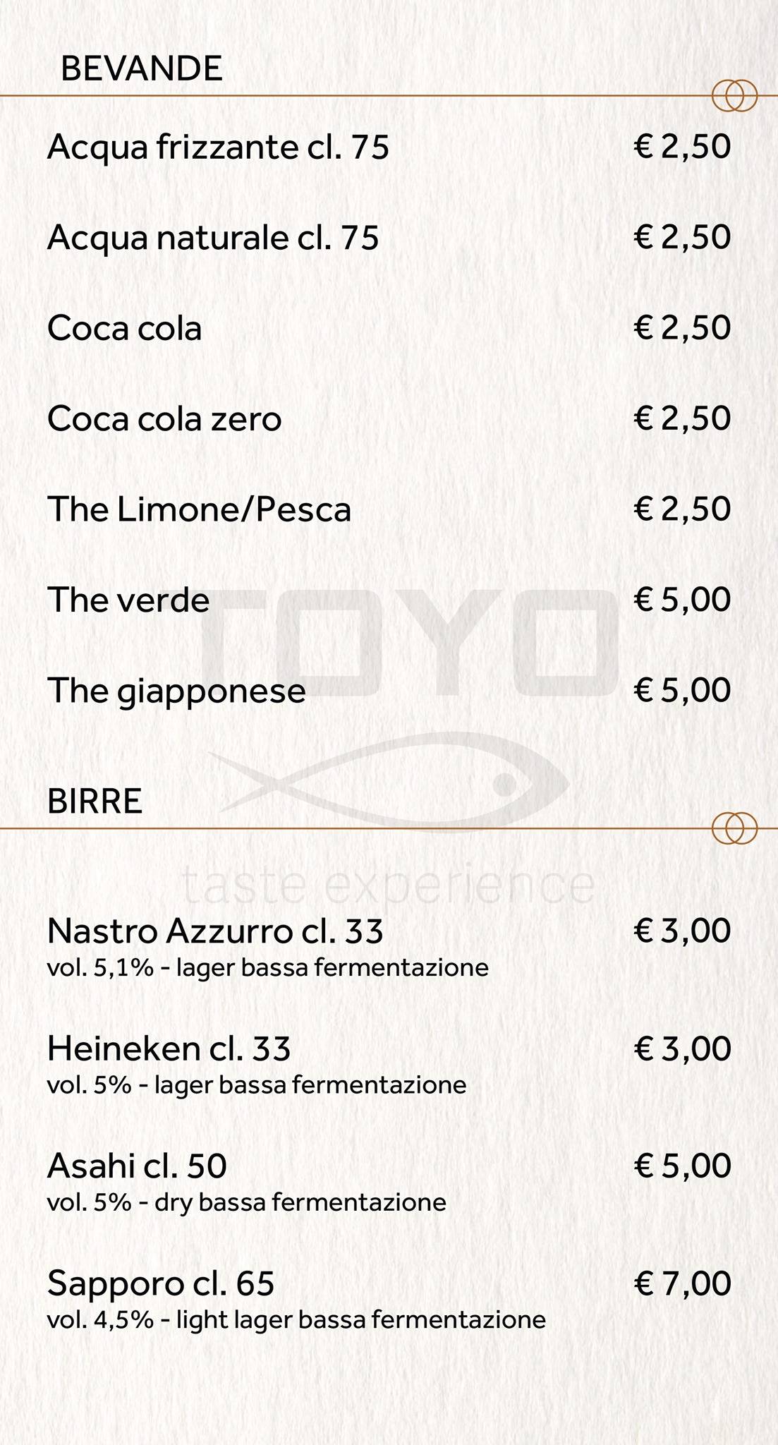 Menu di Toyo 