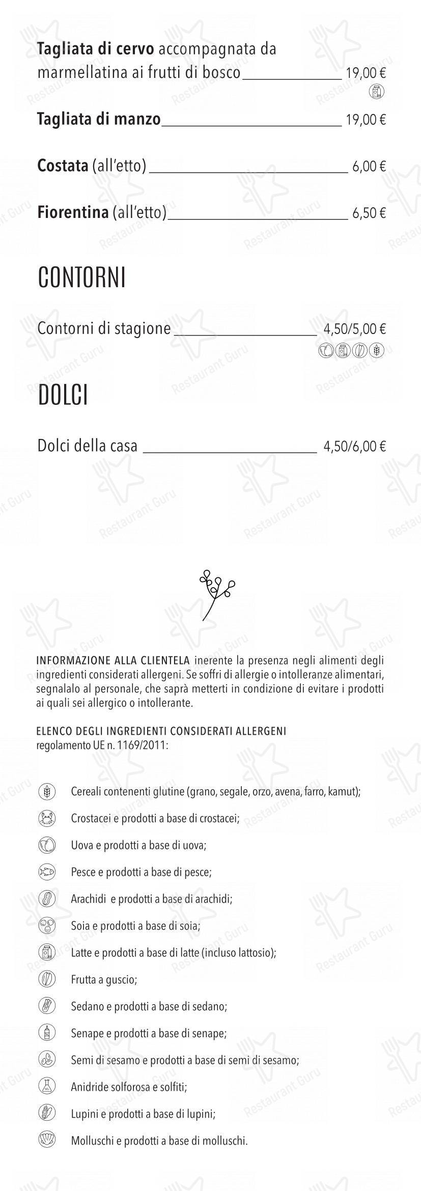 Menu di Taverna Clara - Menu bar