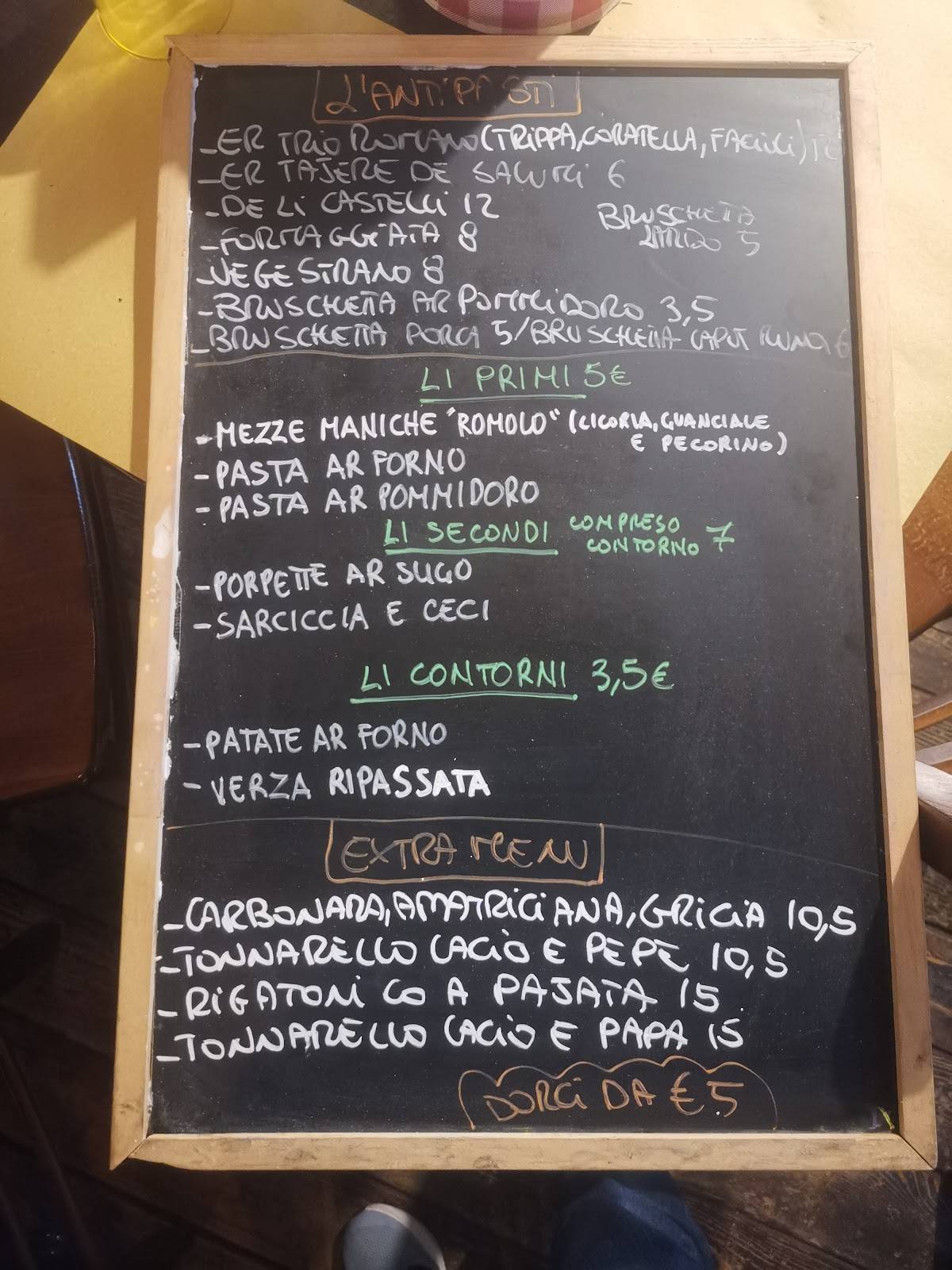 Menu di Taverna del Fuorisede 