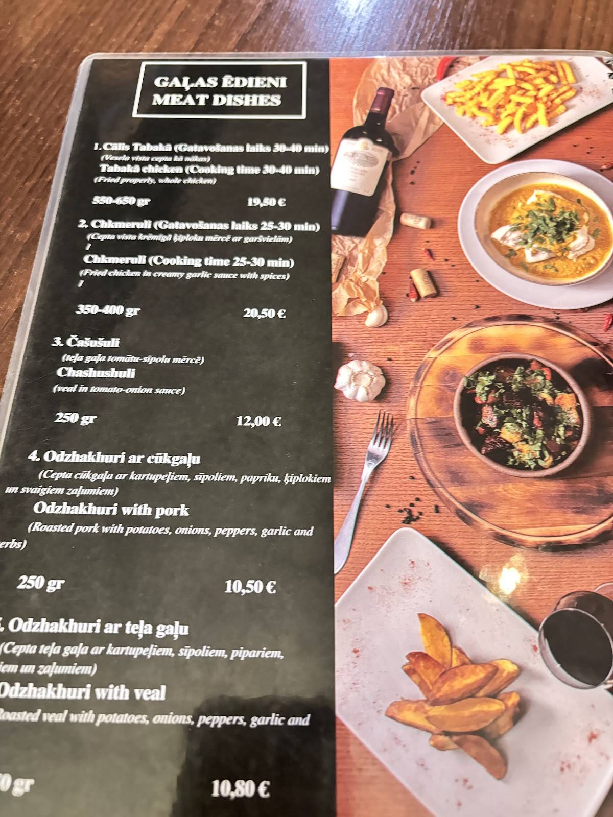 Menu de Tbilisi Restorāns