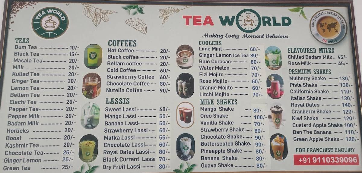 Tea world menu