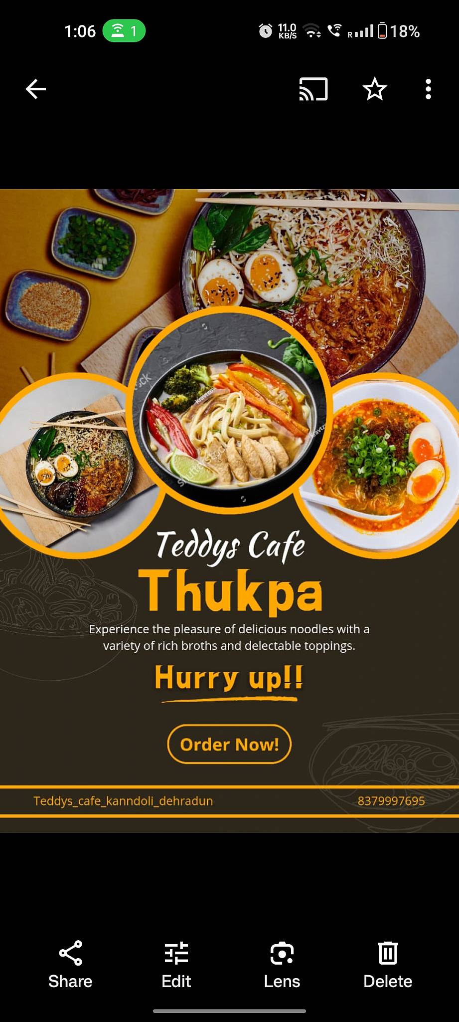 Teddy’s cafe menu