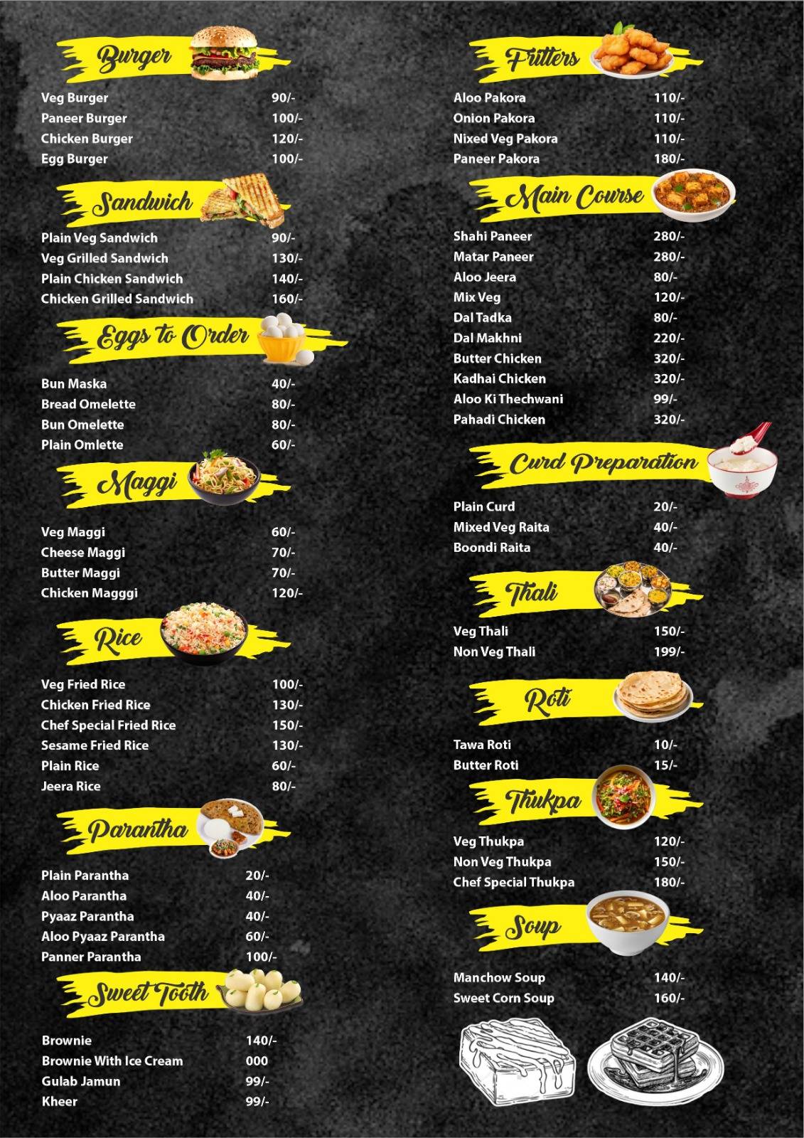 Teddy’s cafe menu