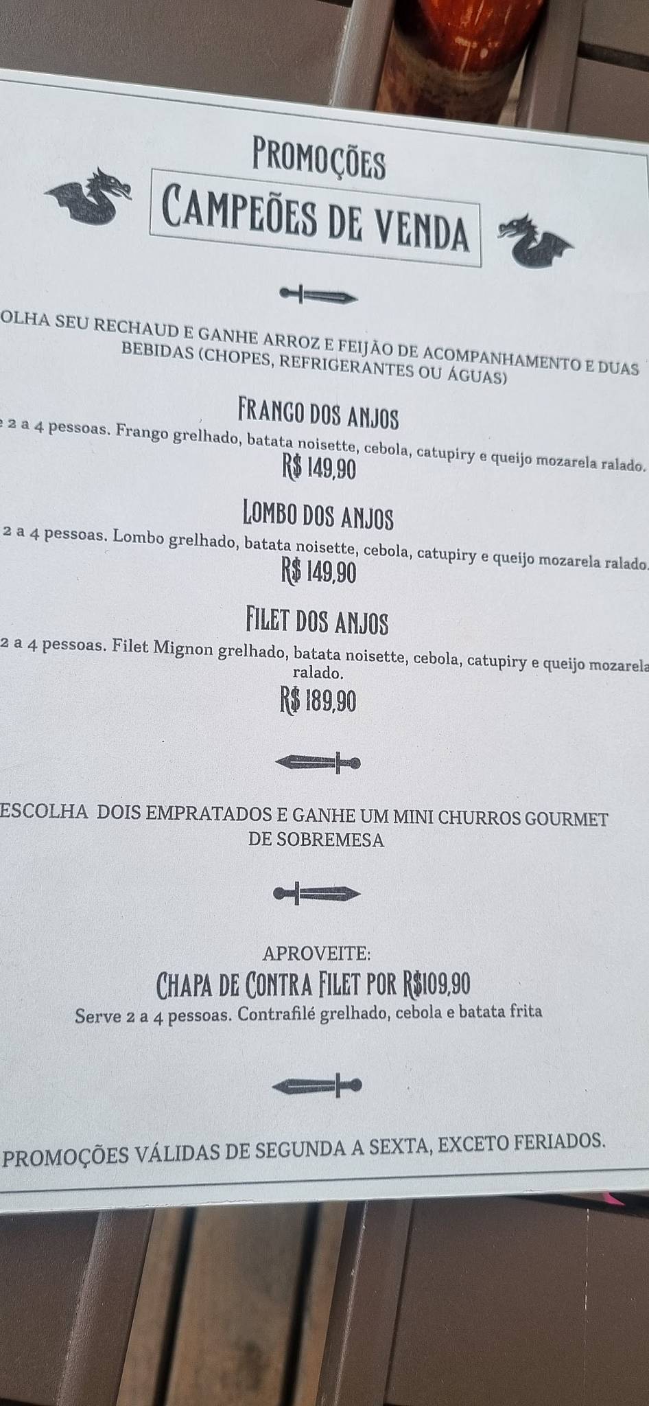 Restaurante Templário cardápio