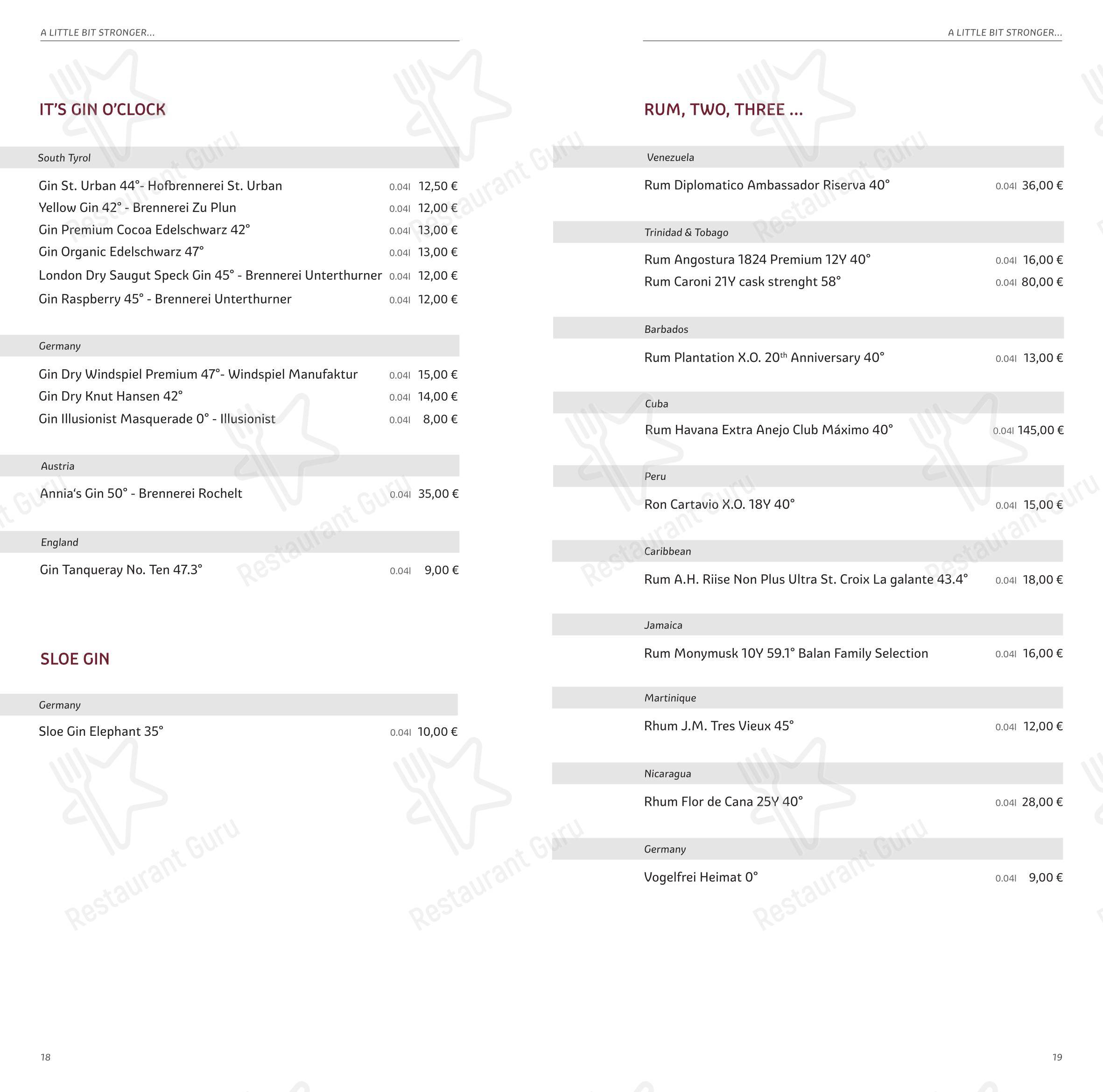 Tenne Lodges in Colle - Menu bar