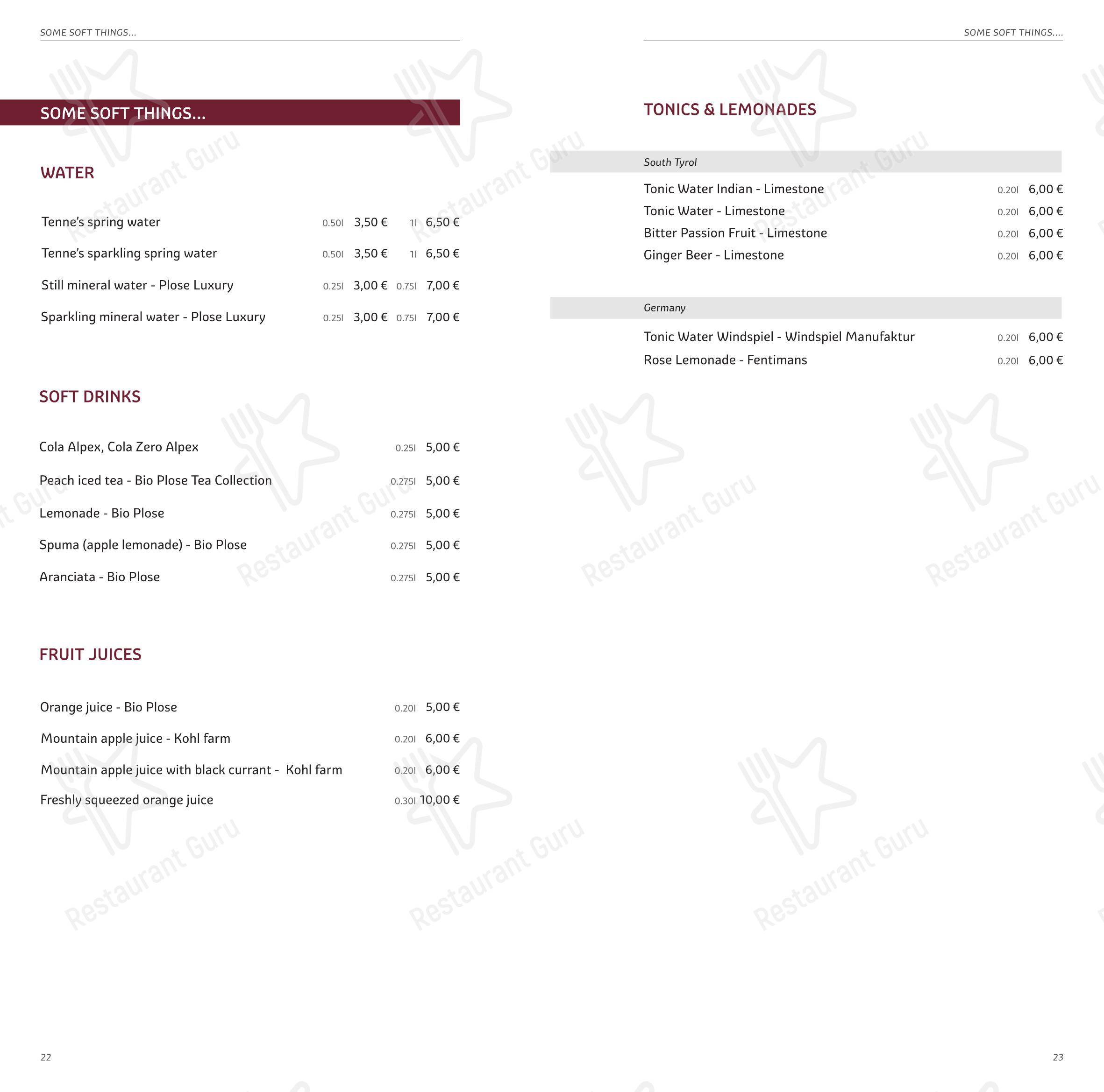 Tenne Lodges in Colle - Menu bar