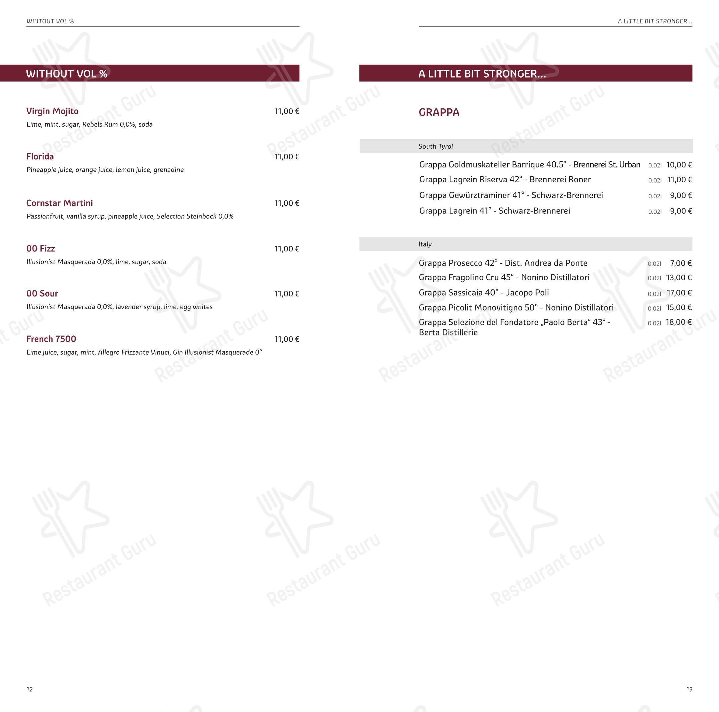 Menu bar per Tenne Lodges in Colle