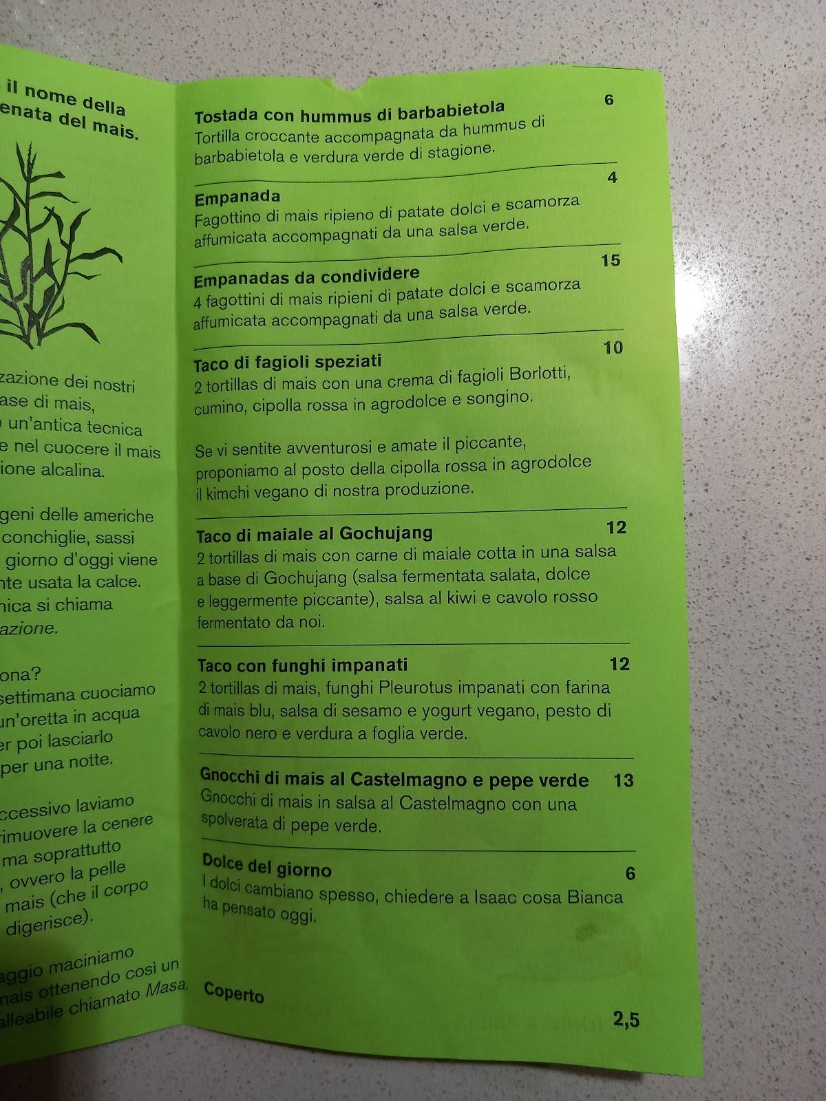 Menu di Teosinte 