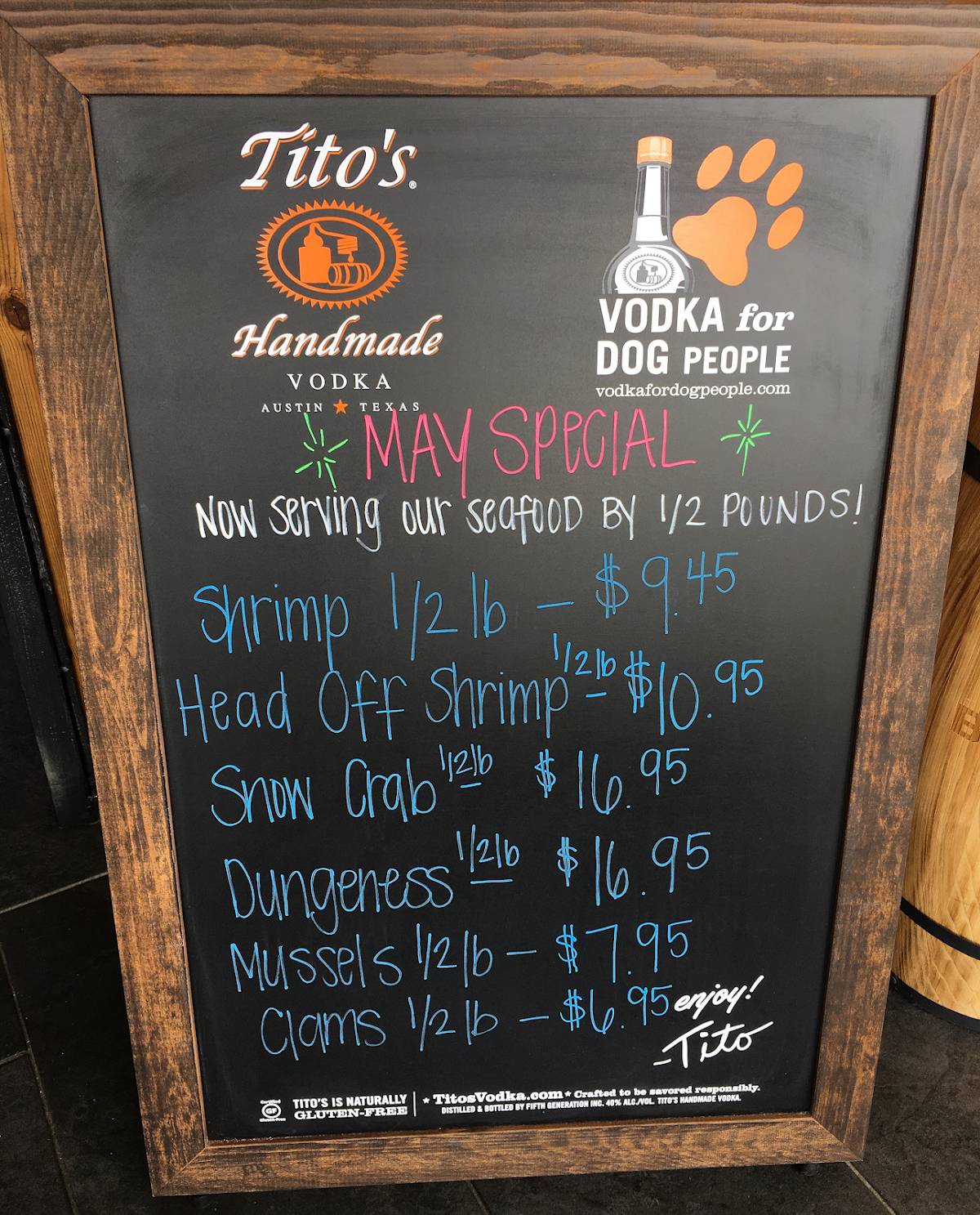 Menu at Bag O’ Crab restaurant, Texas City