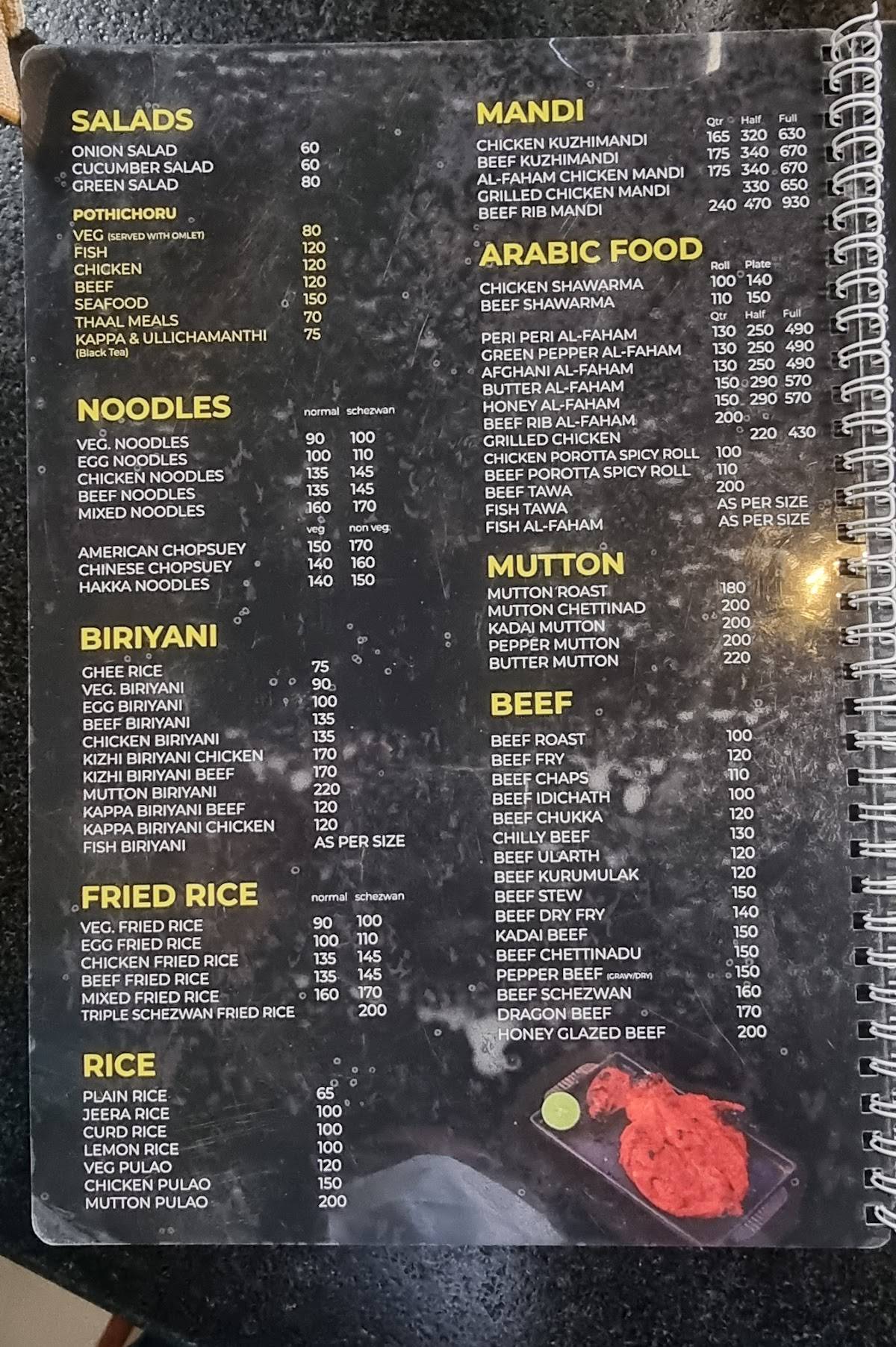Thaal Kitchen menu