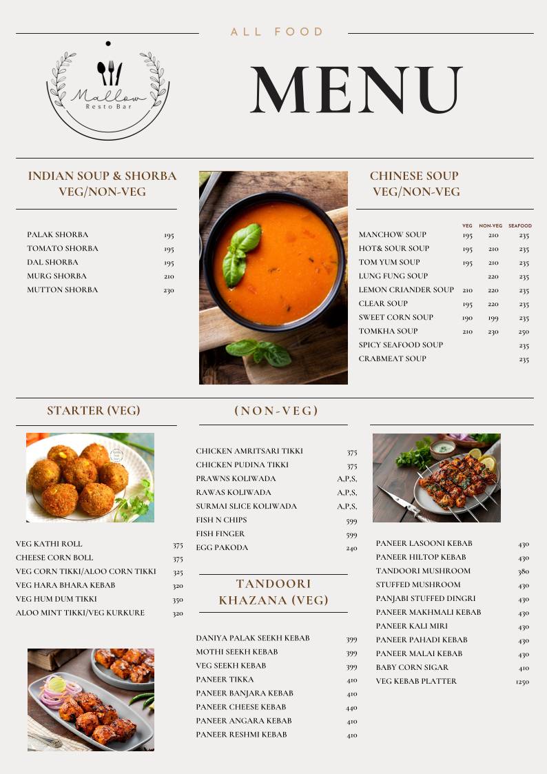 Mallow Garden Resto Bar menu