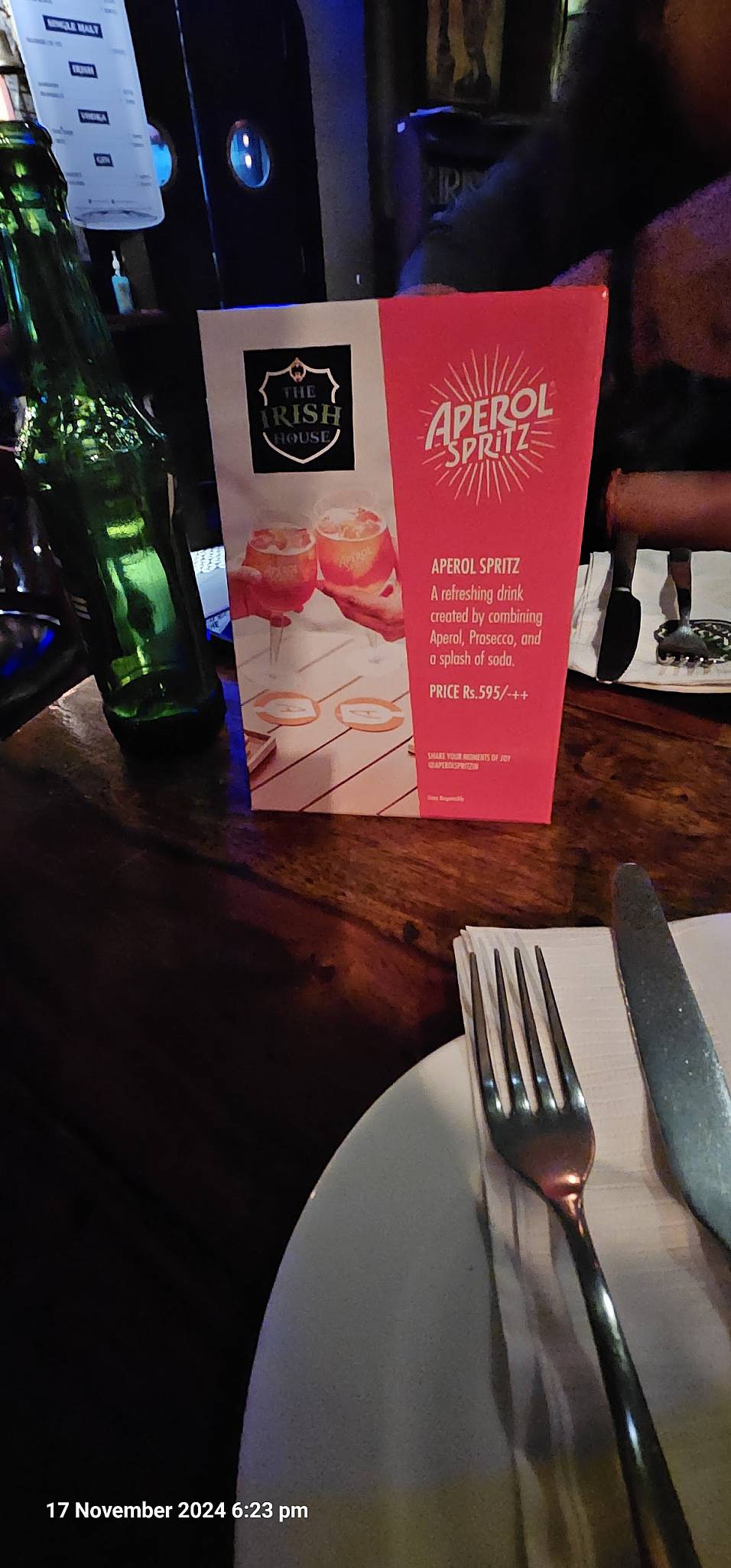 The Irish House, Thane menu