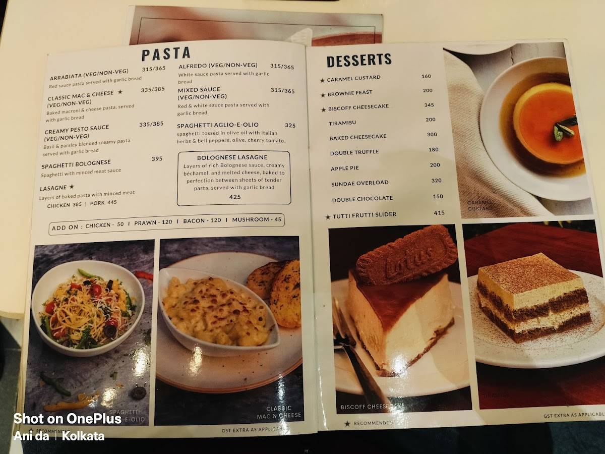 The Beanshot Cafe menu