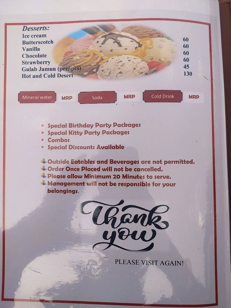 The Birsani Cafe menu