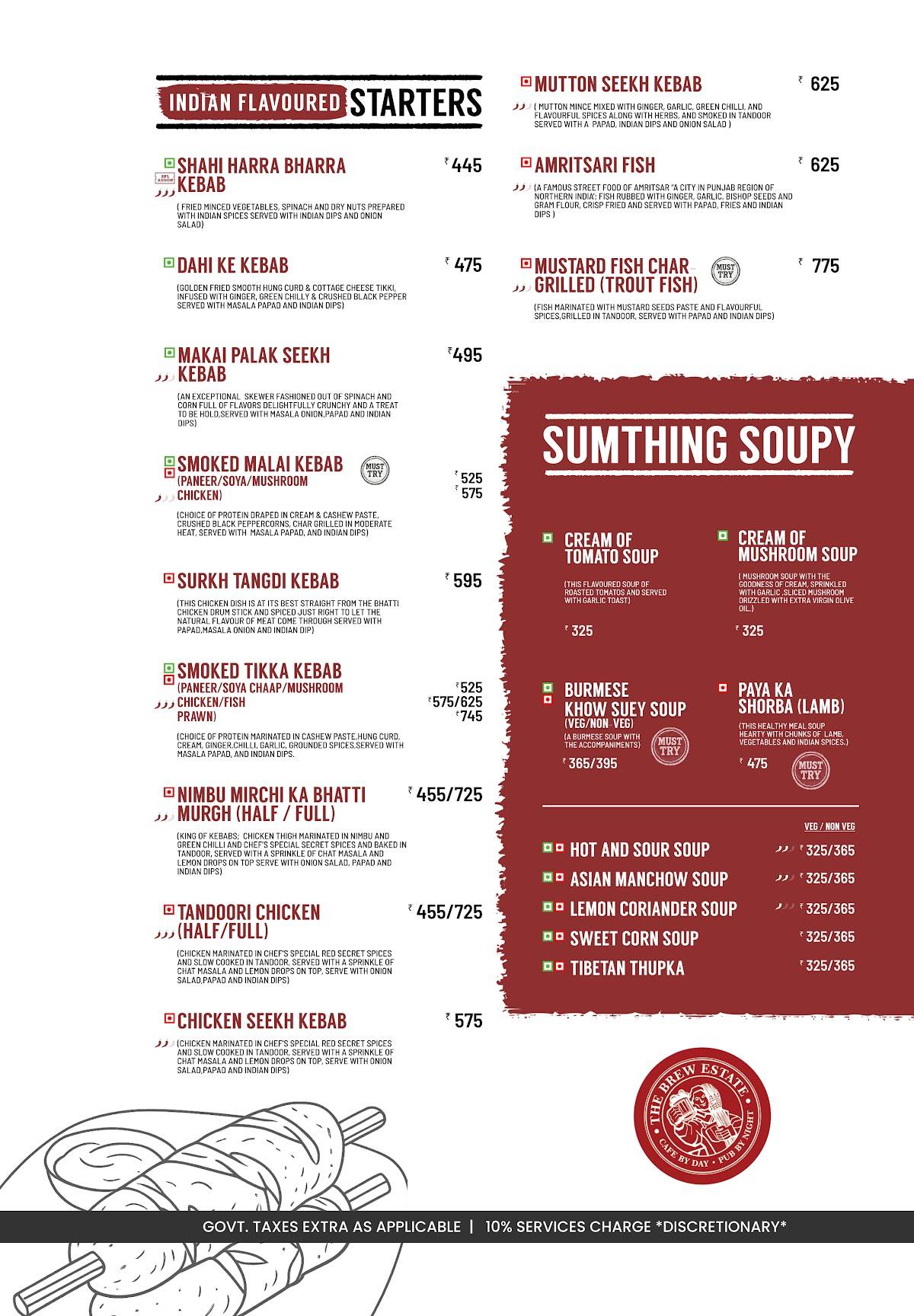 The Brew Estate menu