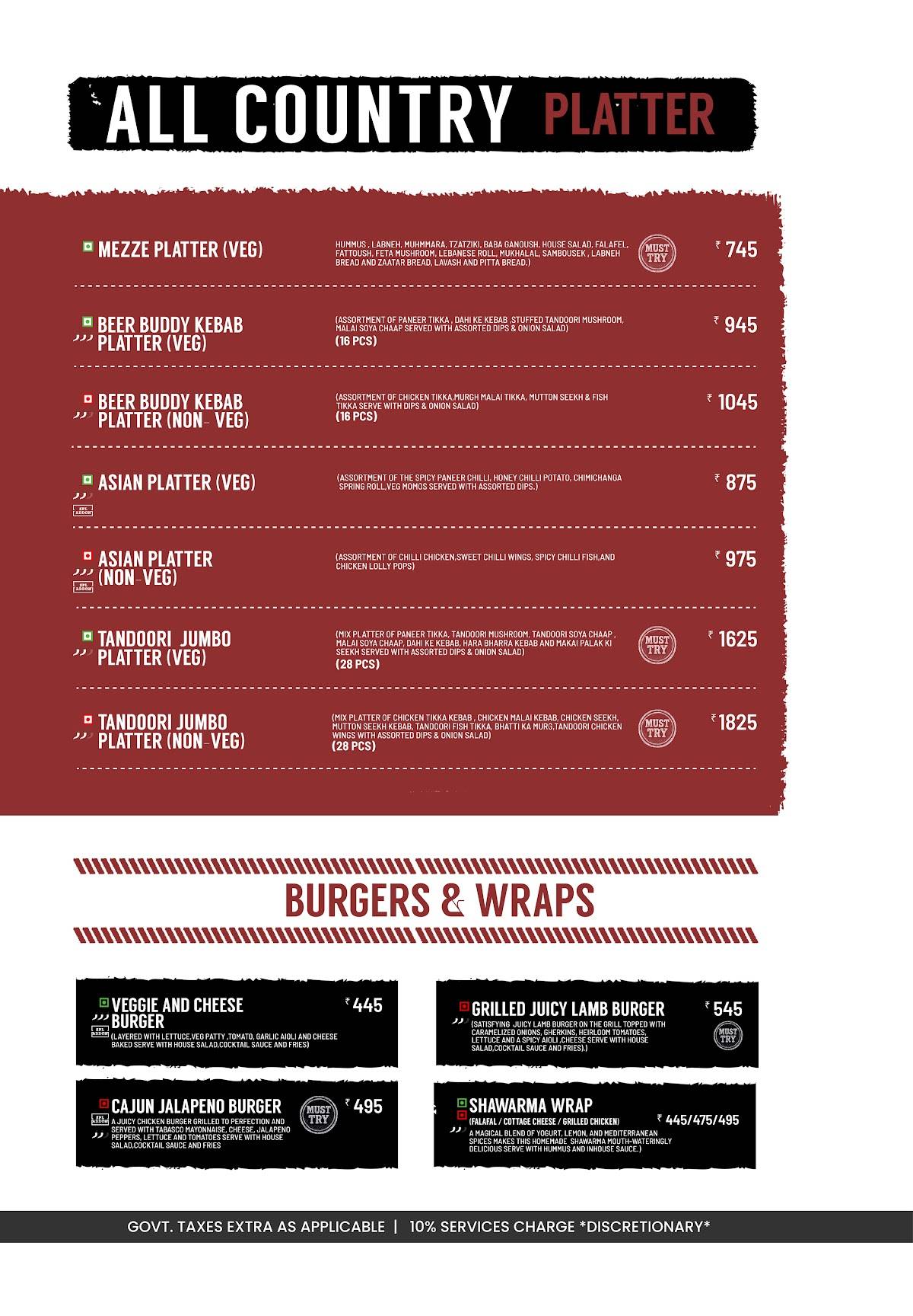 The Brew Estate menu