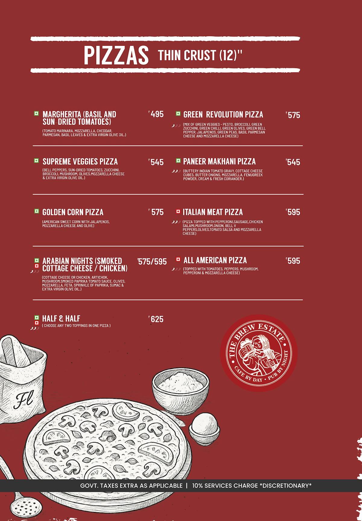 The Brew Estate menu
