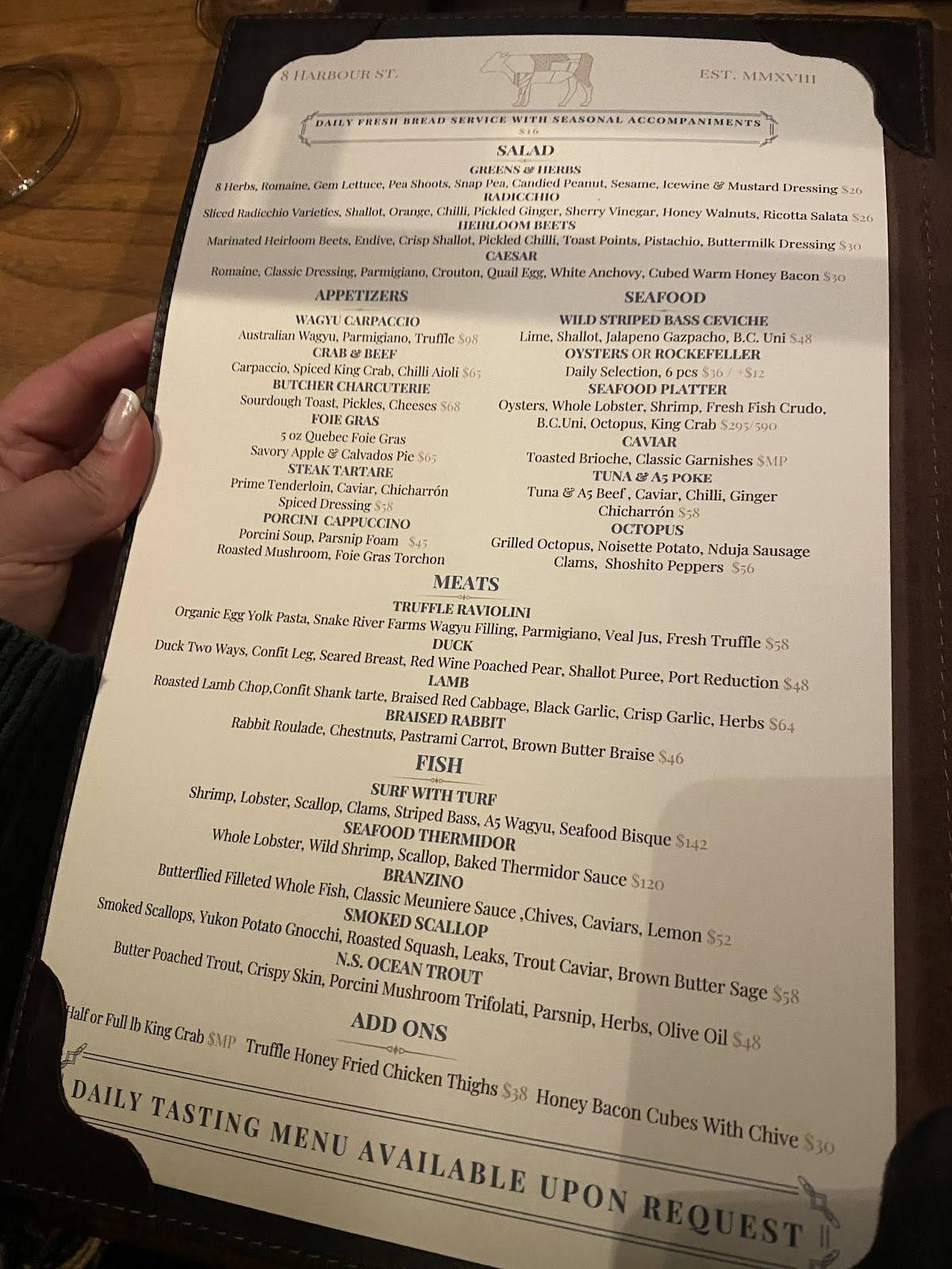 Menu de The Butcher Chef