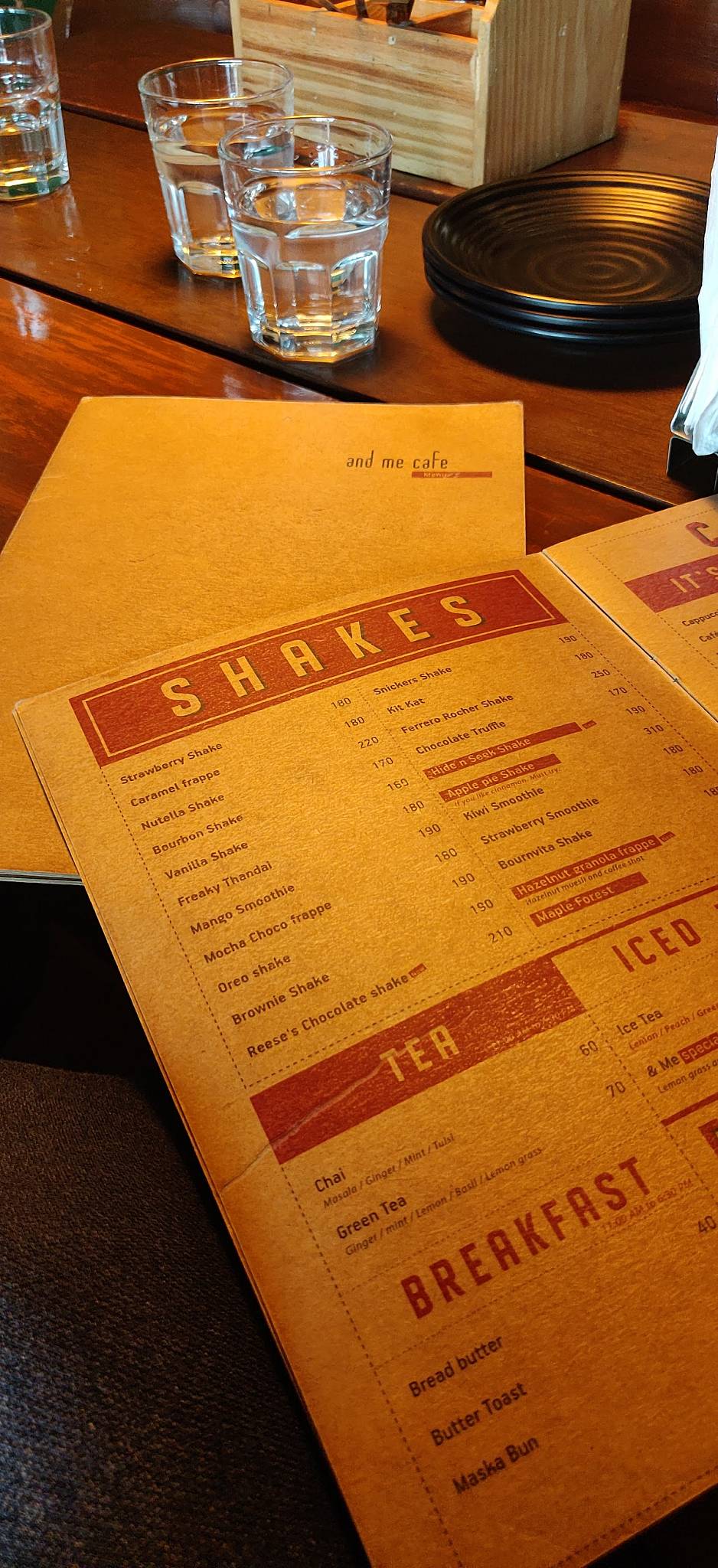 The Café menu