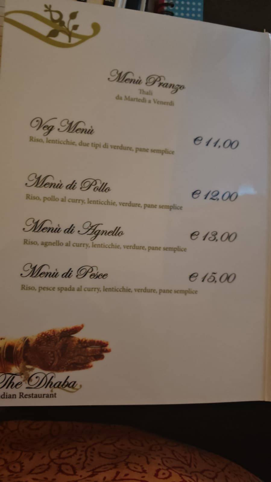 Menu di The Dhaba 