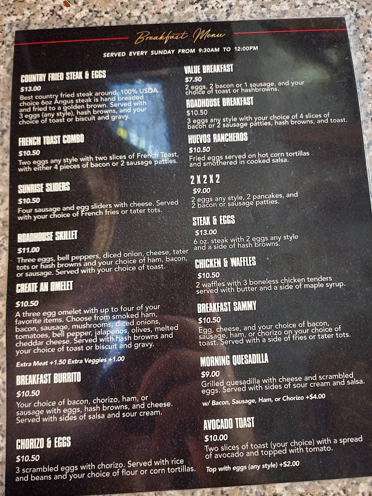 Menu at The Etiwanda Roadhouse Bar & Grill, Rancho Cucamonga