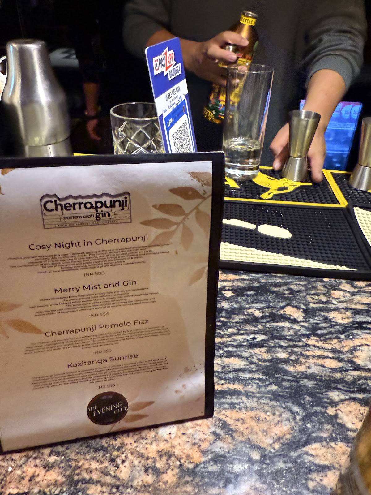 The Evening Club menu