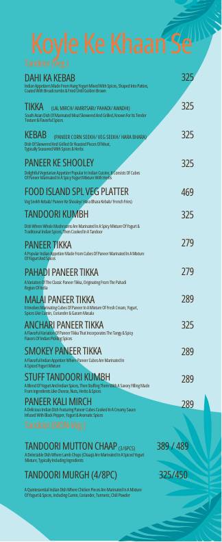 The Food Island menu