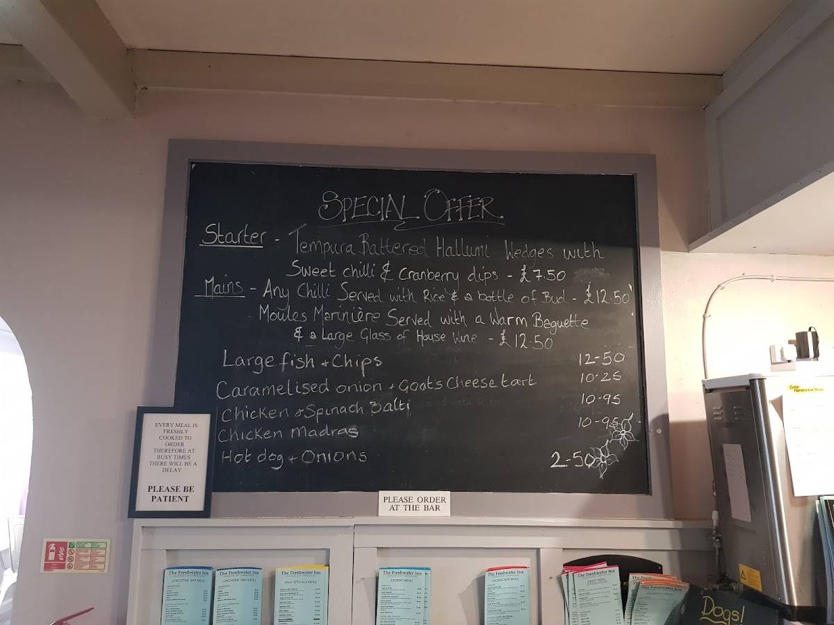 Menu at The Freshwater Inn pub & bar, Pembroke