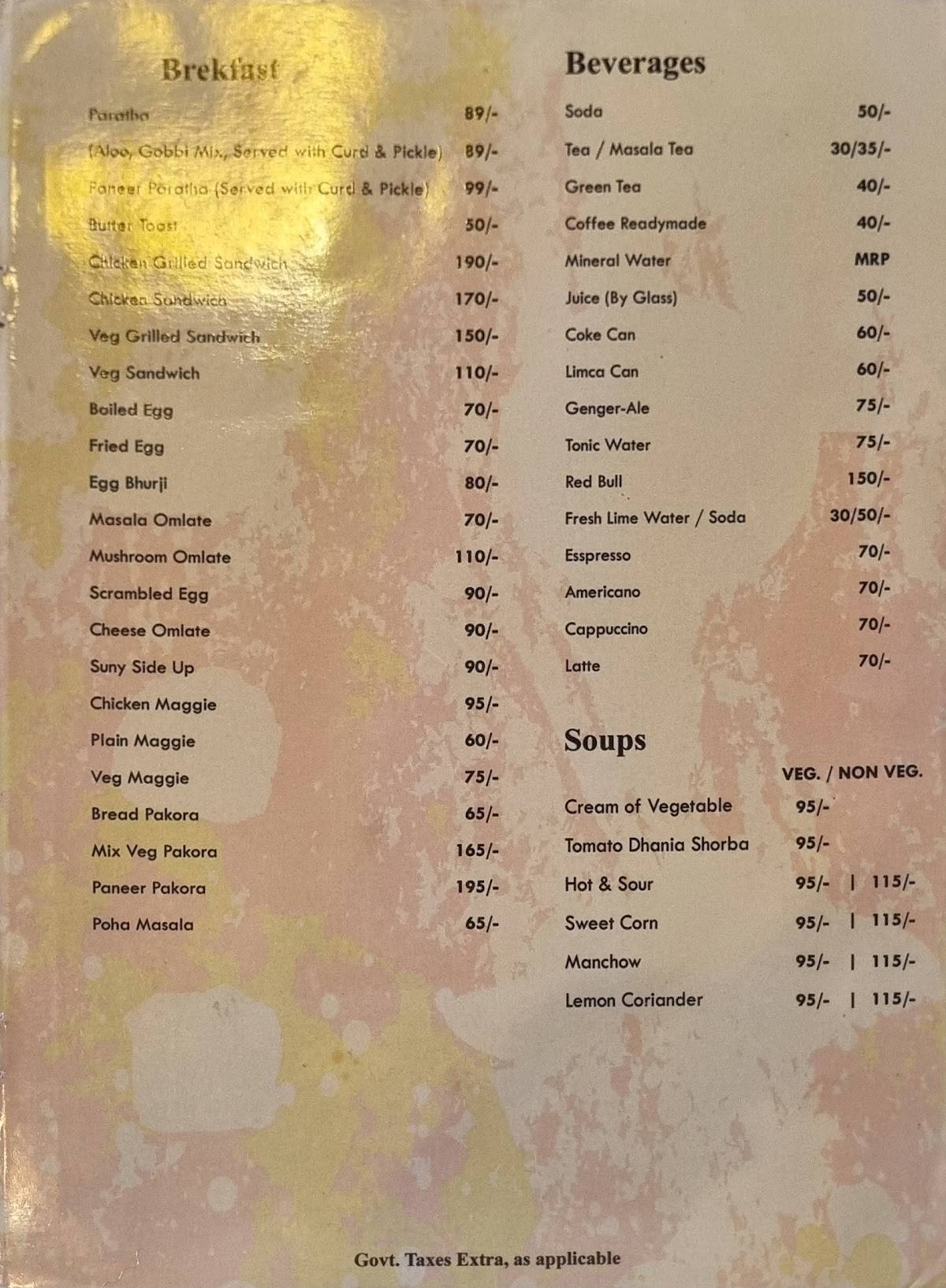 The Golf Club, Bhalswa menu
