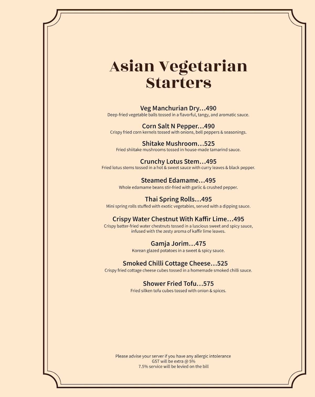 The Grand Trunk Road Restaurant menu