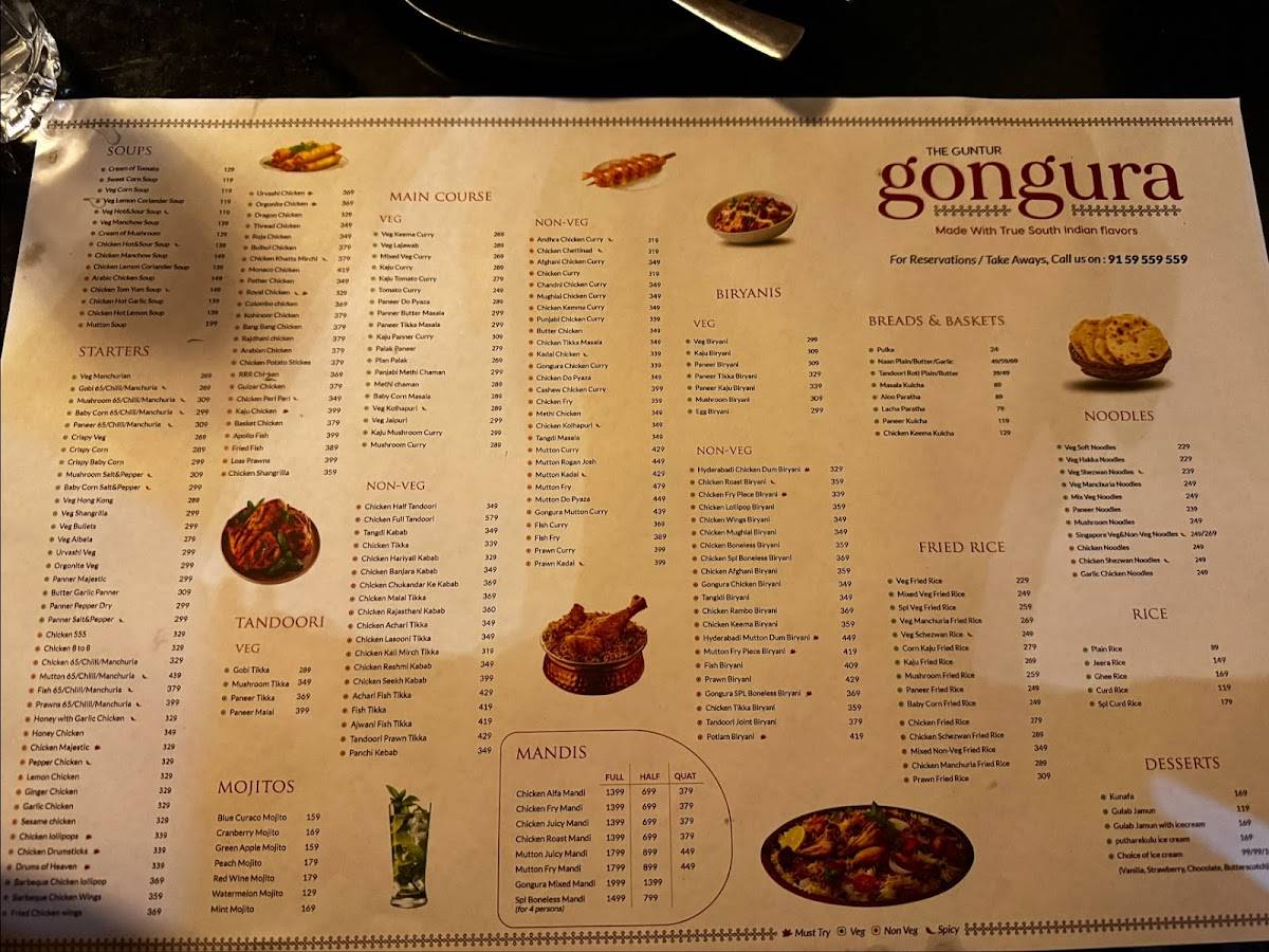 The Guntur Gongura menu