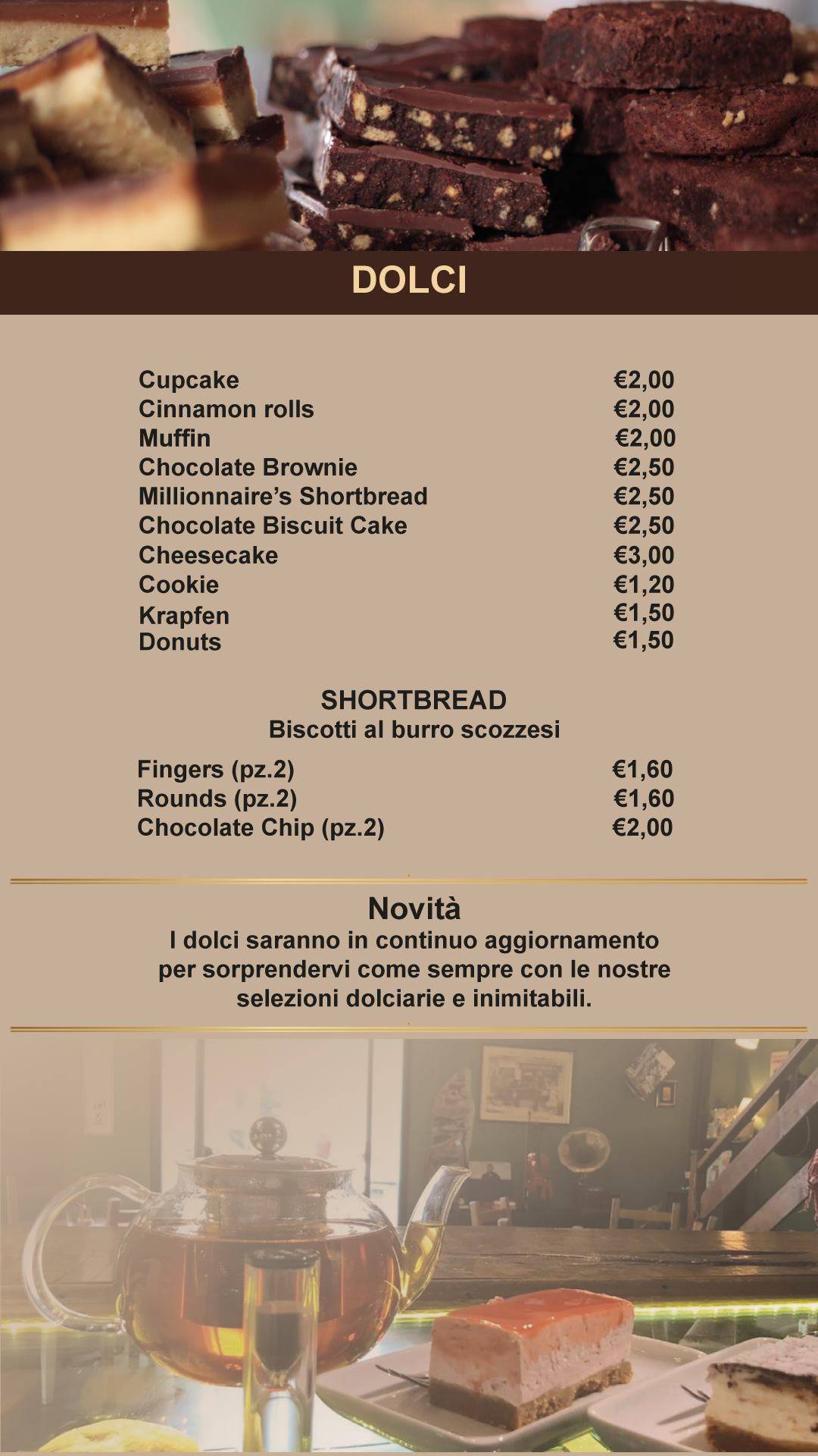 Menu di The Harp Tea Room 