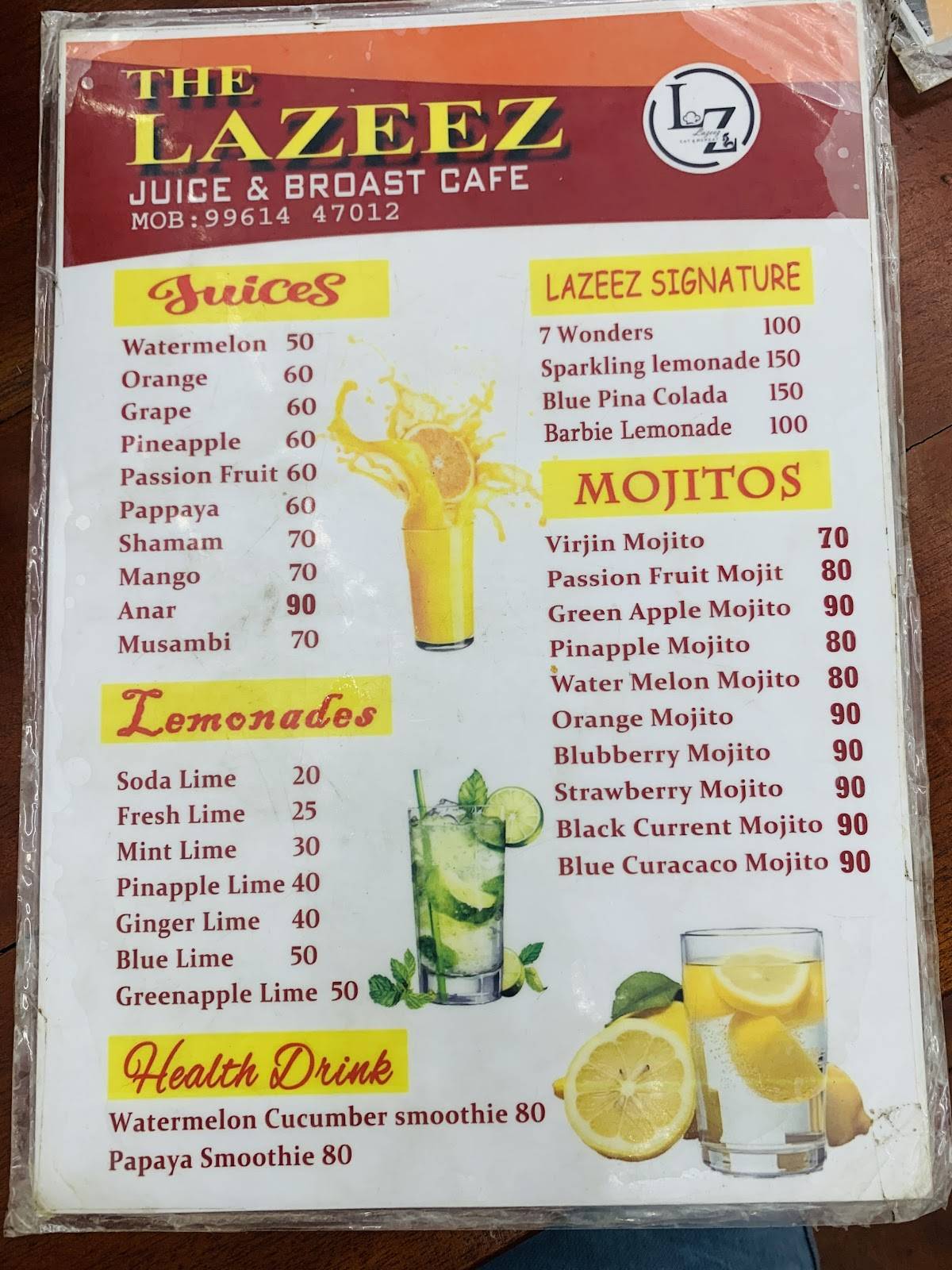 The Lazeez menu