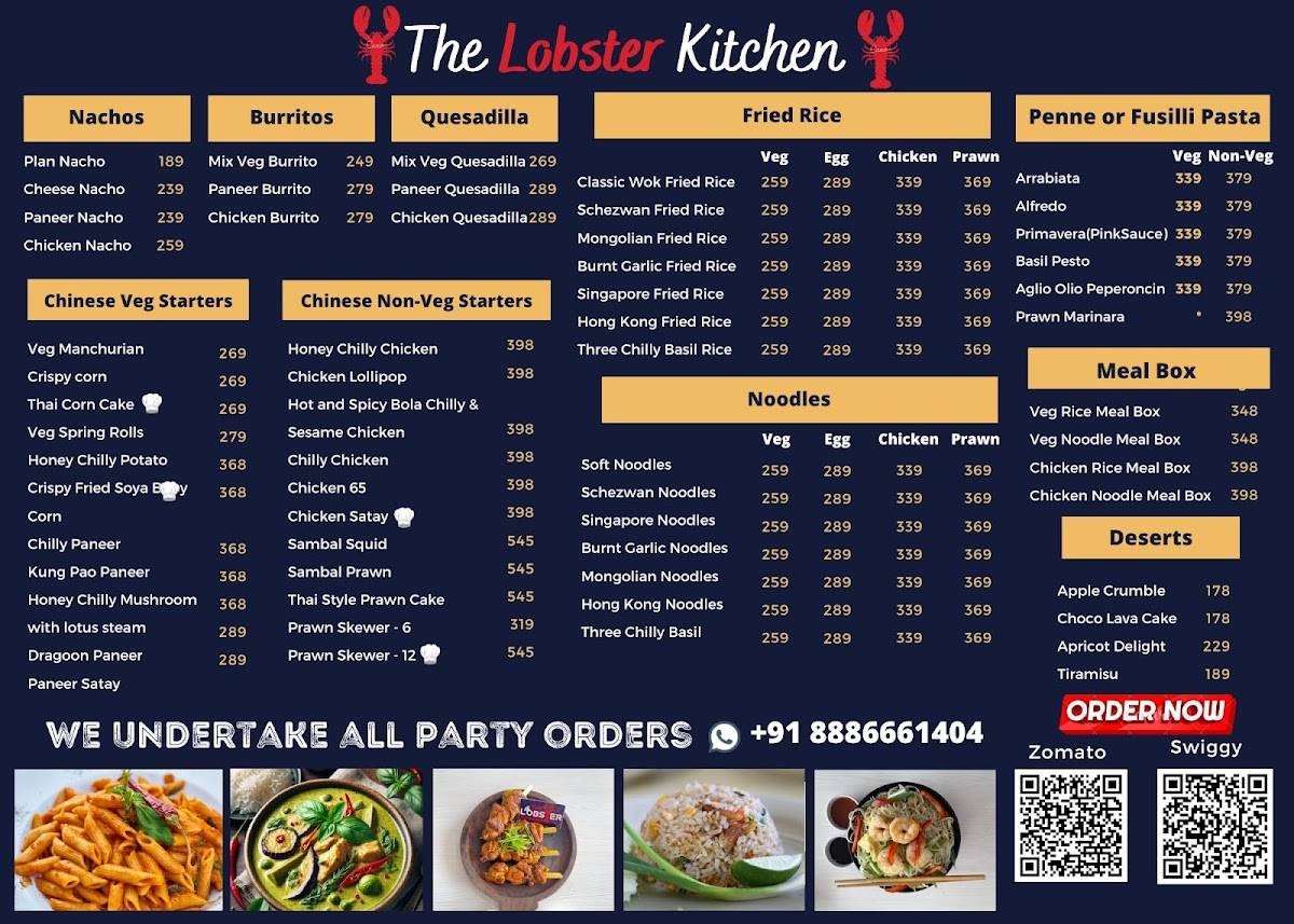 The Lobster Kitchen menu