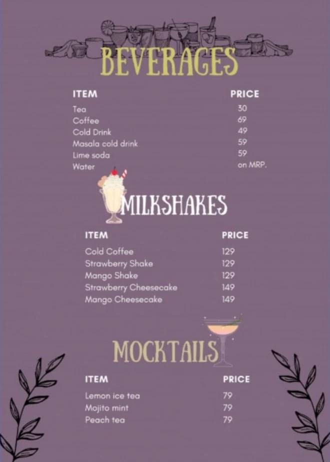 The October Cafe menu