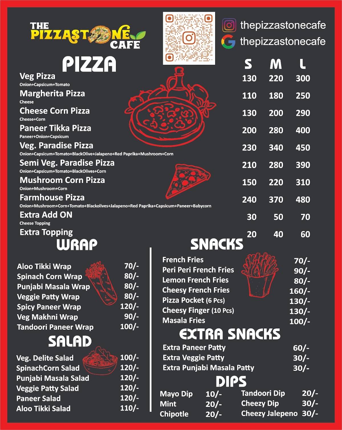 The Pizza Stone Cafe menu
