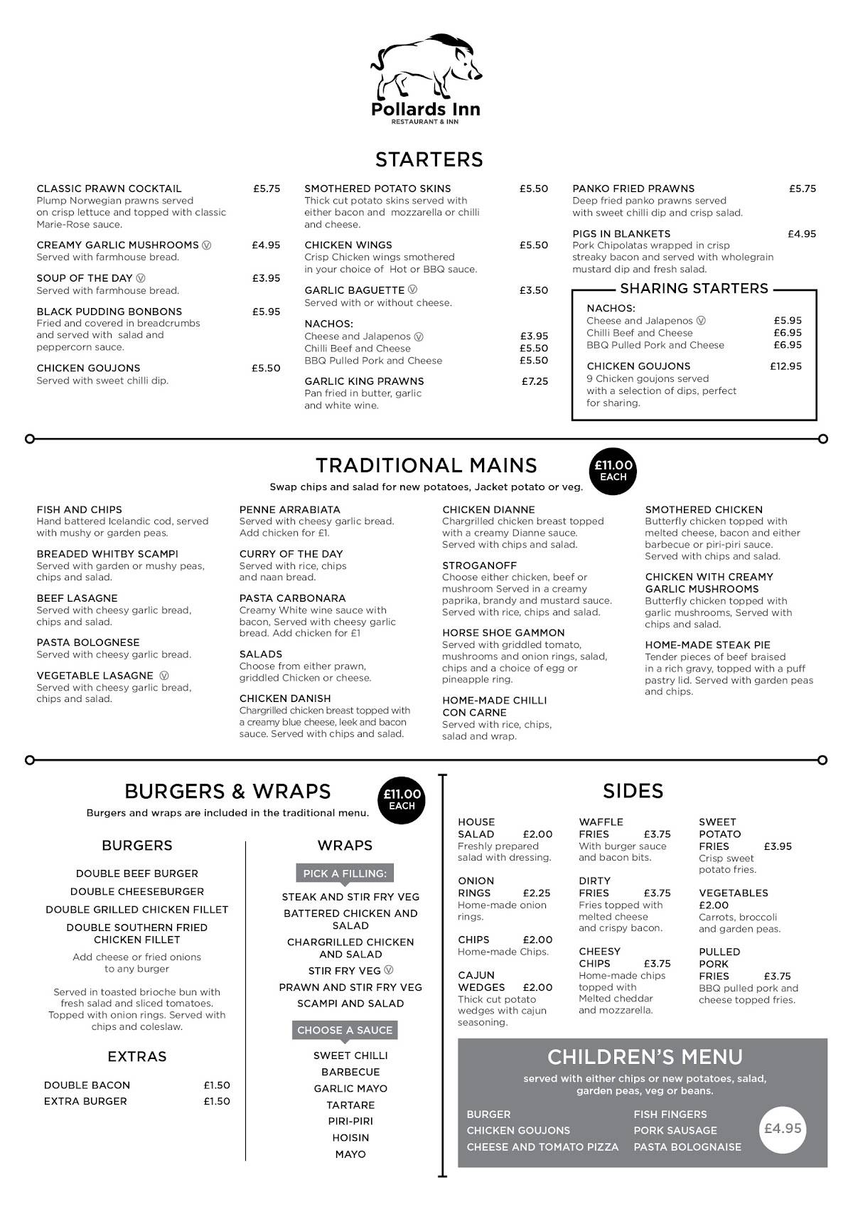 Menu at The Pollards Inn pub & bar, Auckland