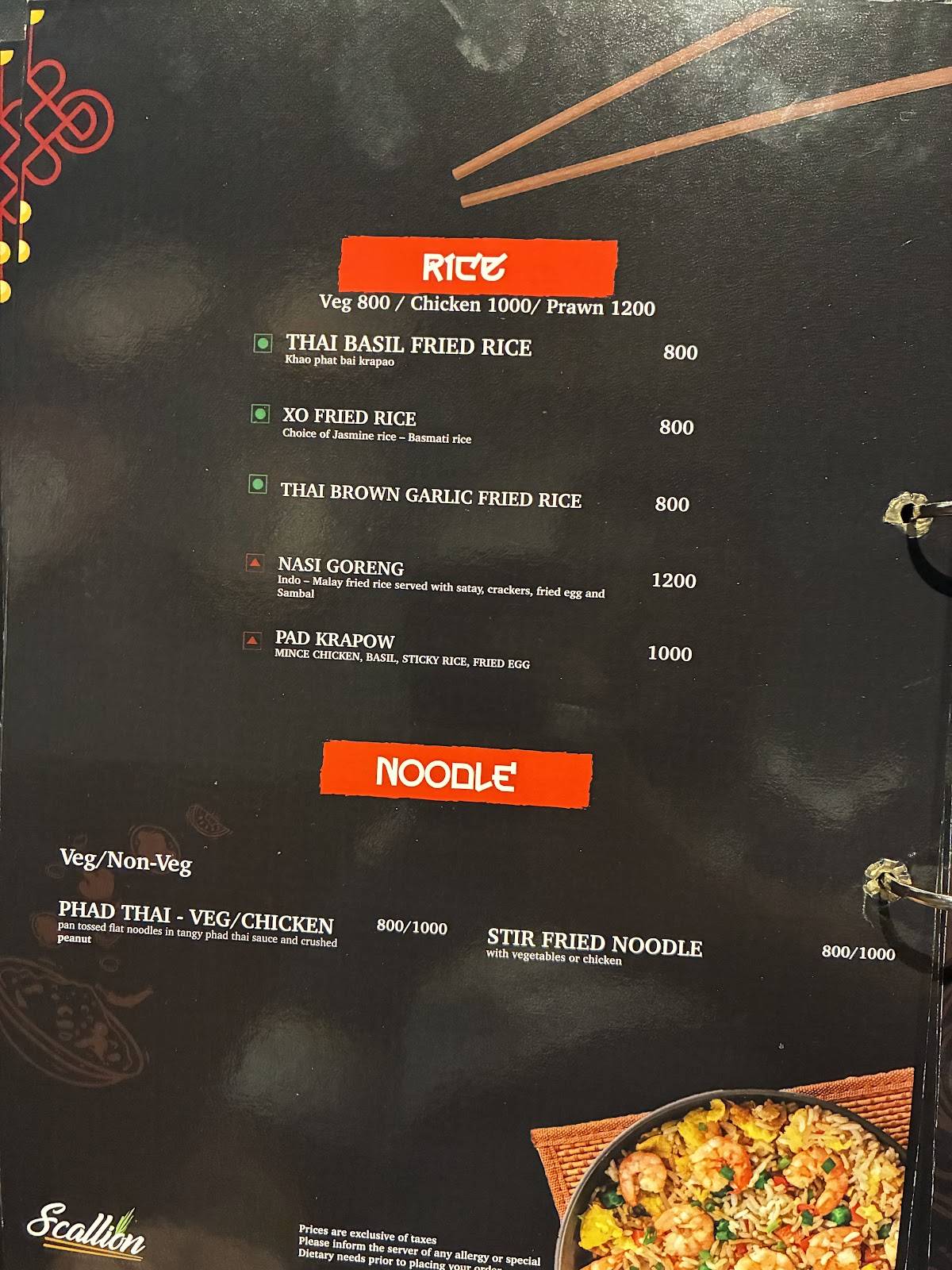 The Scallion menu