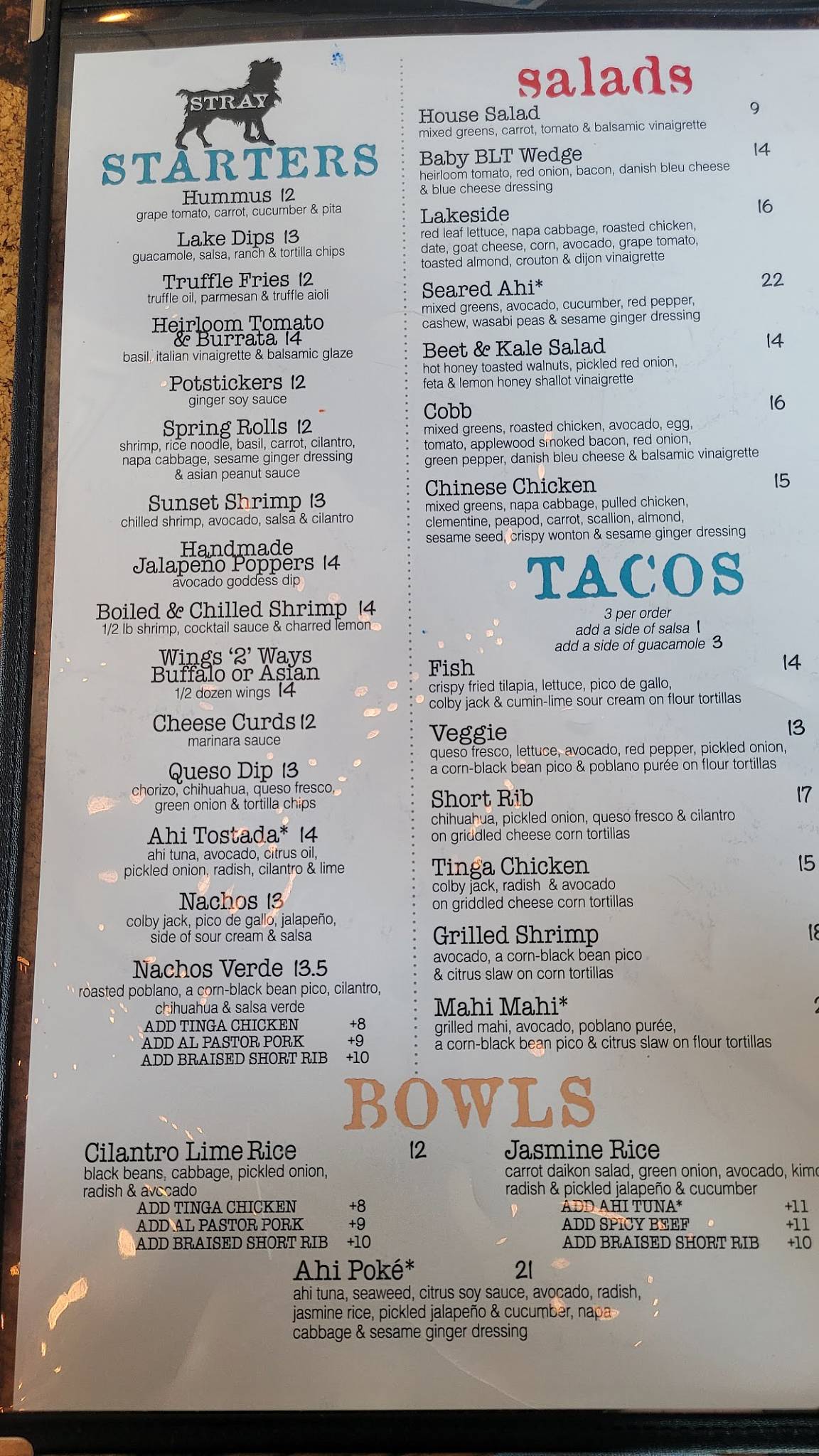 Menu at The Stray Dog Bar & Grill, New Buffalo