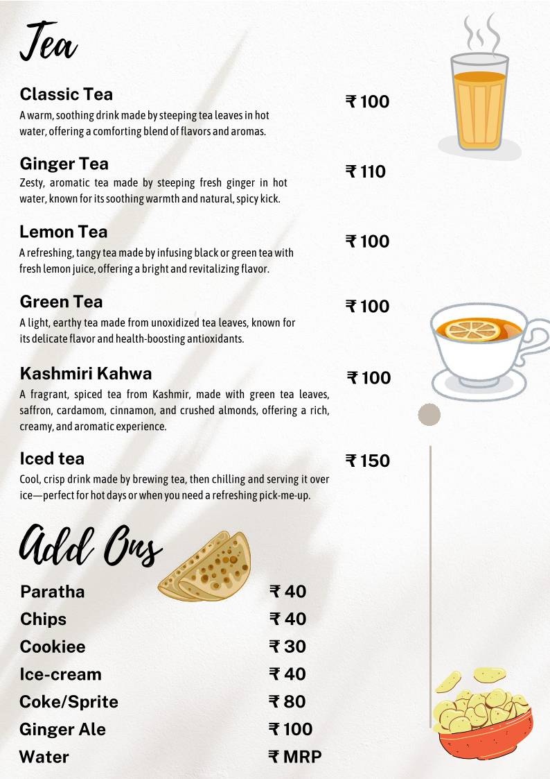 The Studio Cafe menu