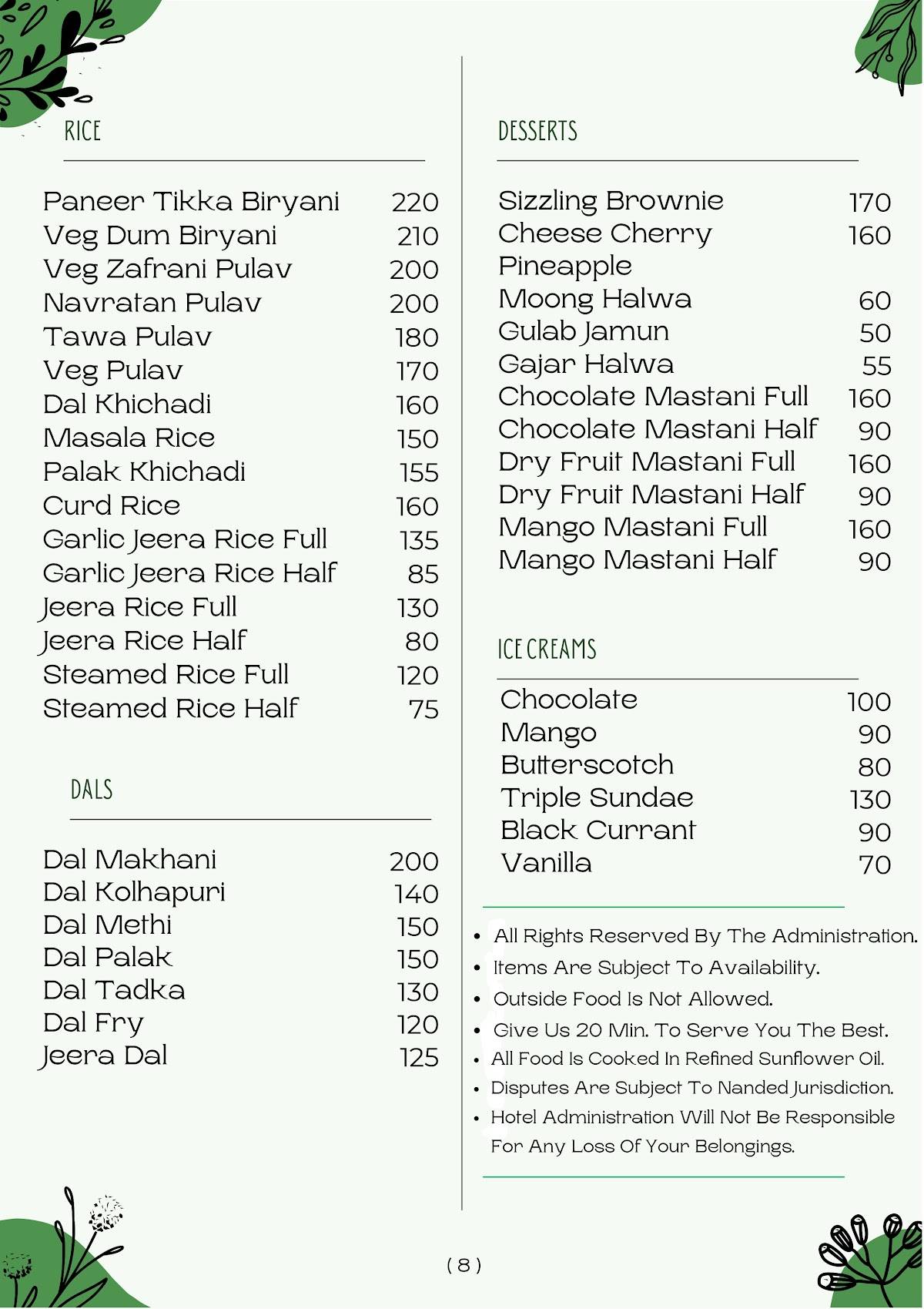 The Table Restaurant - Family Garden & Kitchen menu